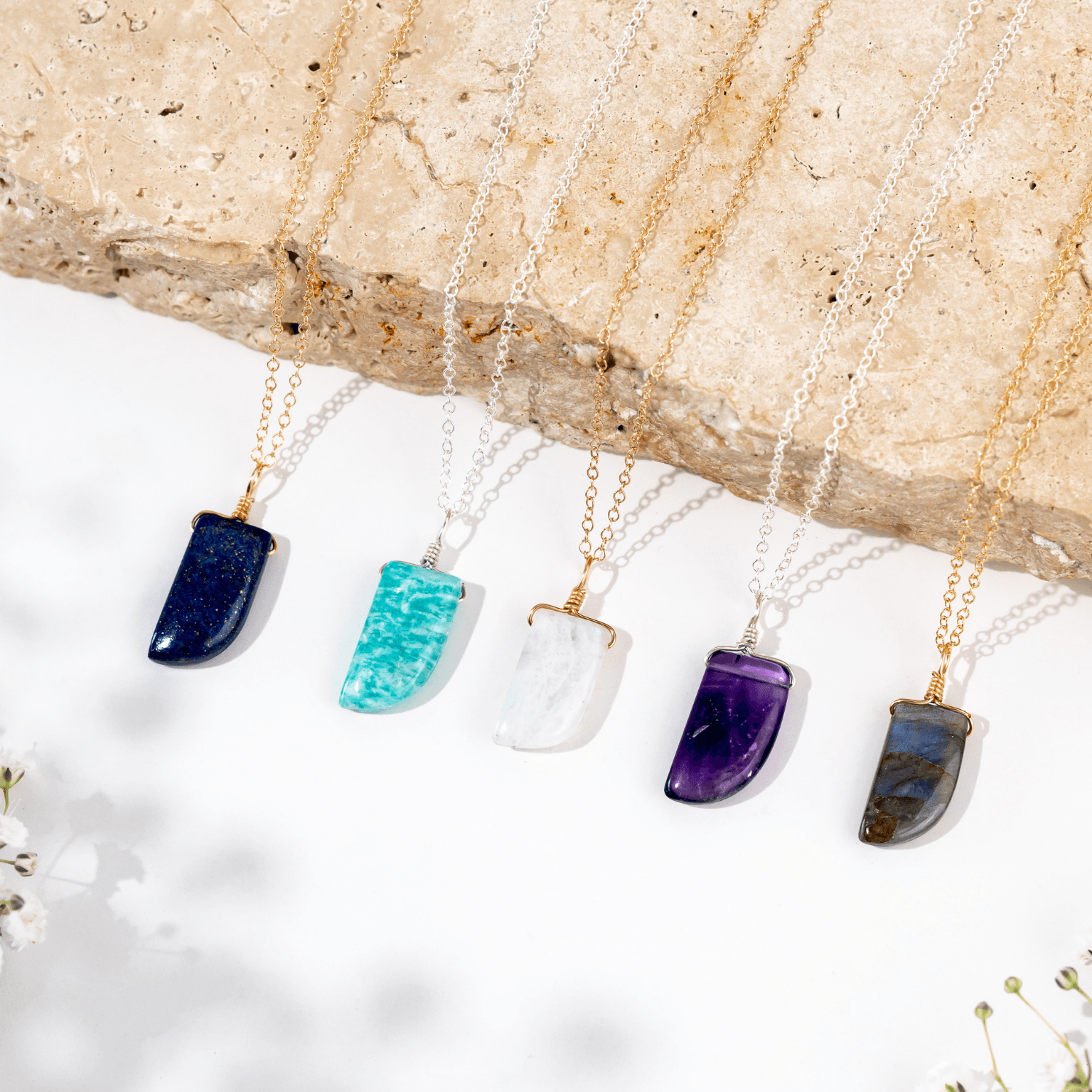 Custom Small Smooth Gentle Point Crystal Pendant Necklace