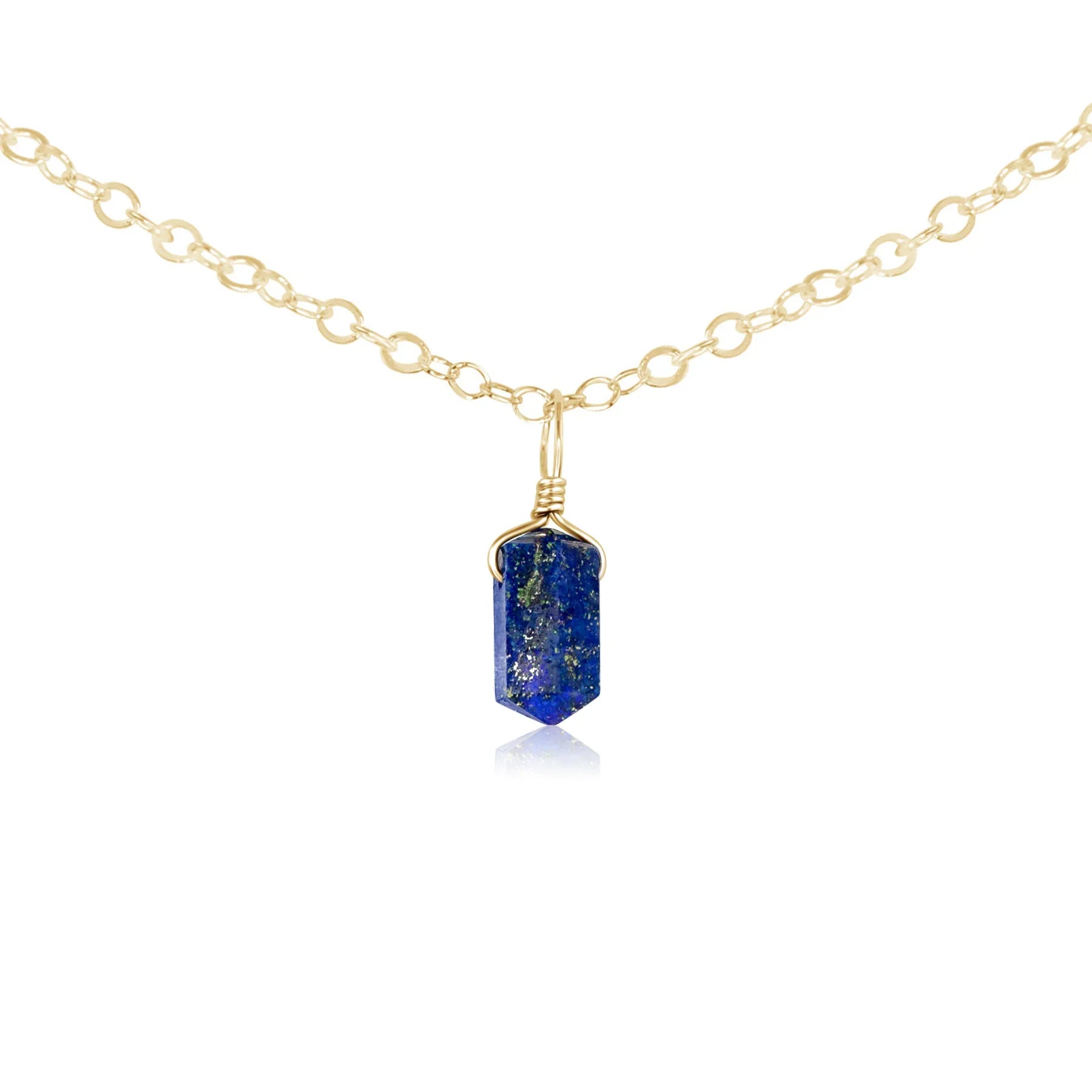 Lapis Lazuli Mini Double Terminated Crystal Point Pendant Choker Necklace