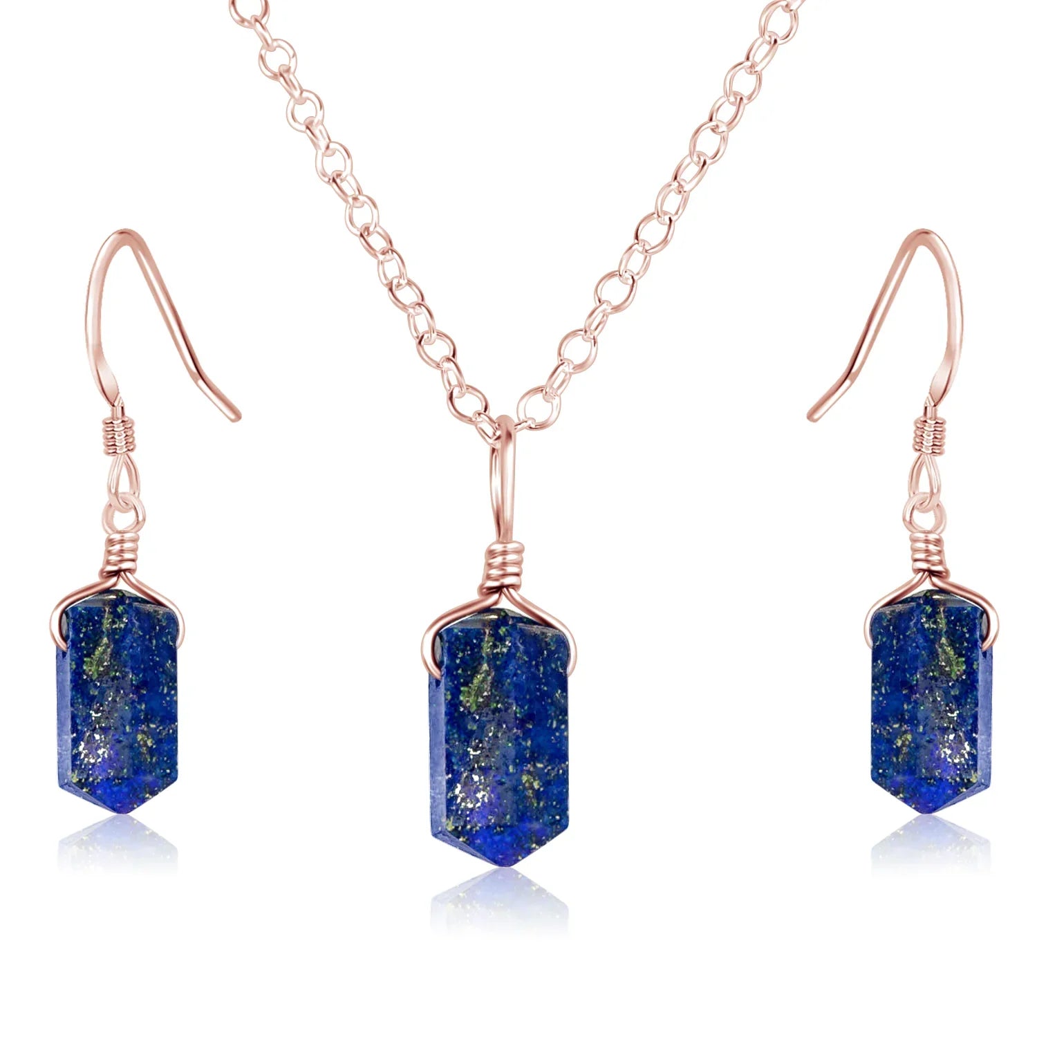 Lapis Lazuli Double Terminated Crystal Jewellery Set