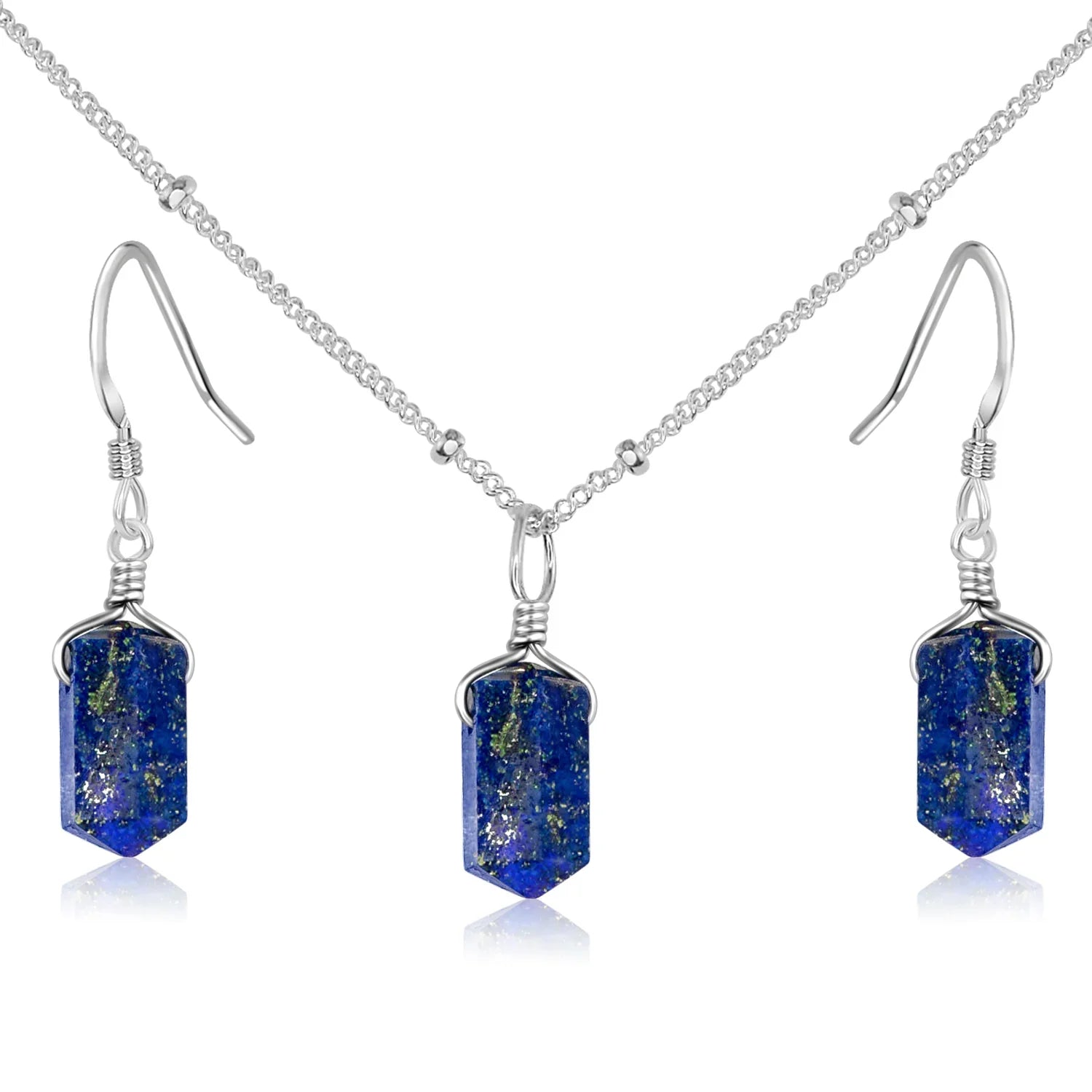 Lapis Lazuli Double Terminated Crystal Jewellery Set