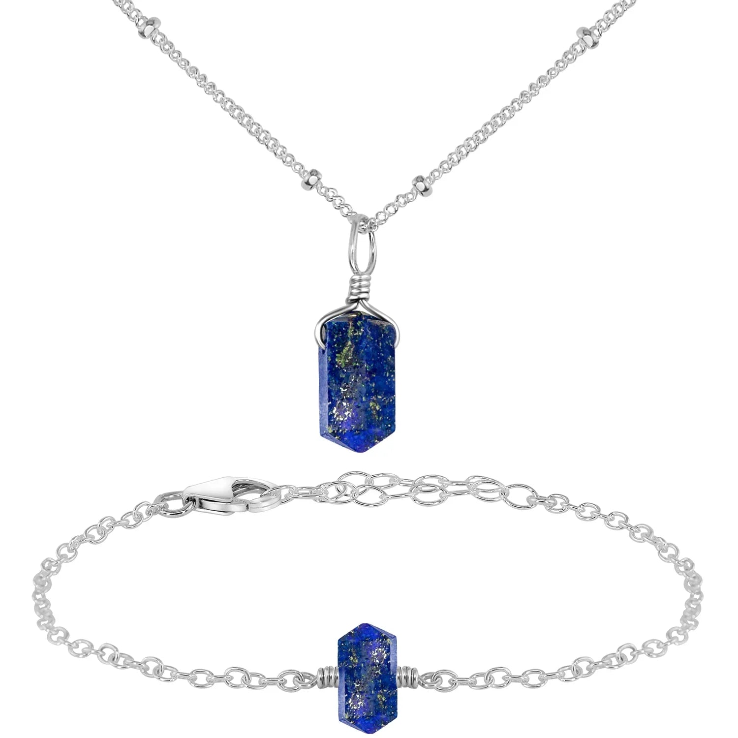 Lapis Lazuli Double Terminated Crystal Jewellery Set