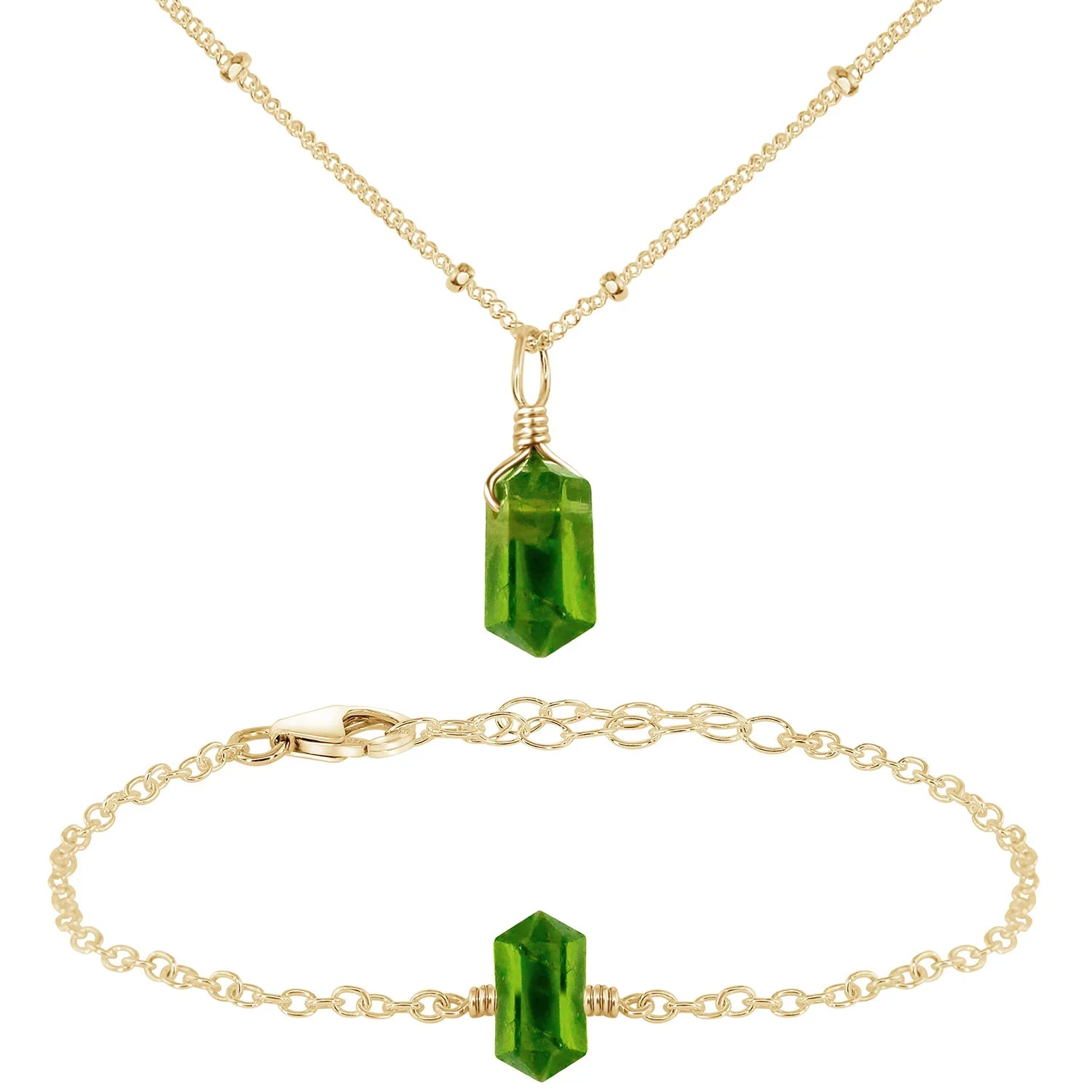Peridot Double Terminated Crystal Jewellery Set