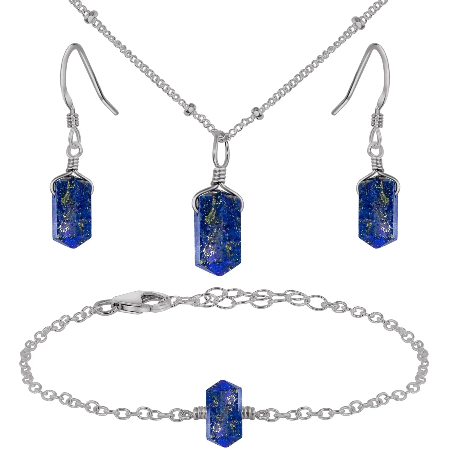 Lapis Lazuli Double Terminated Crystal Jewellery Set