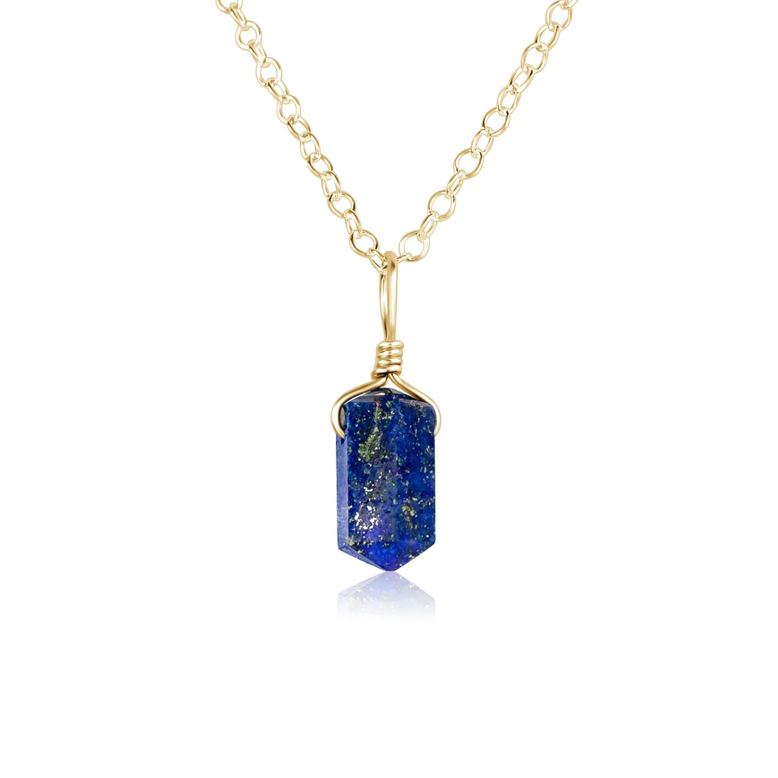 Lapis Lazuli Mini Double Terminated Crystal Point Pendant Necklace