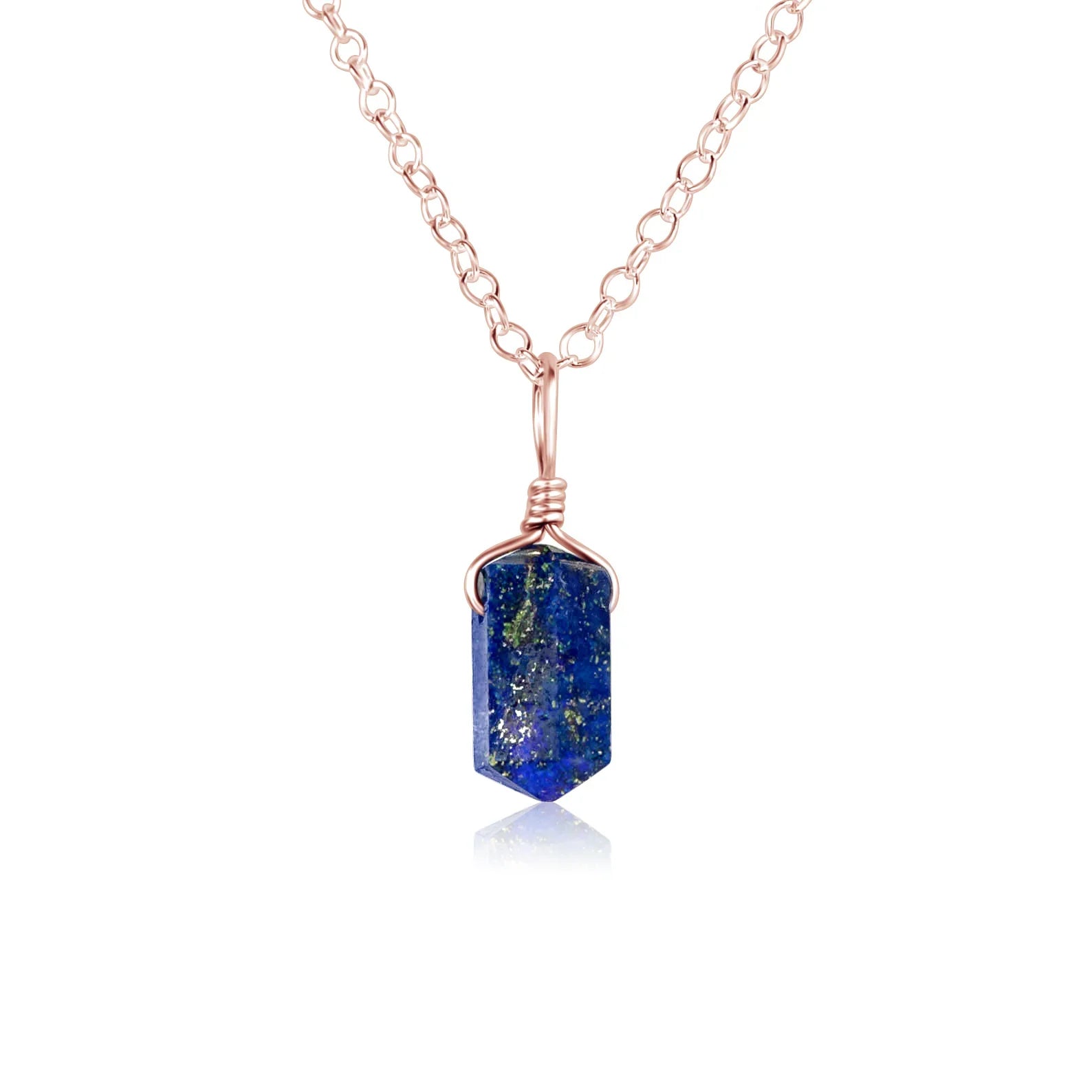 Lapis Lazuli Mini Double Terminated Crystal Point Pendant Necklace
