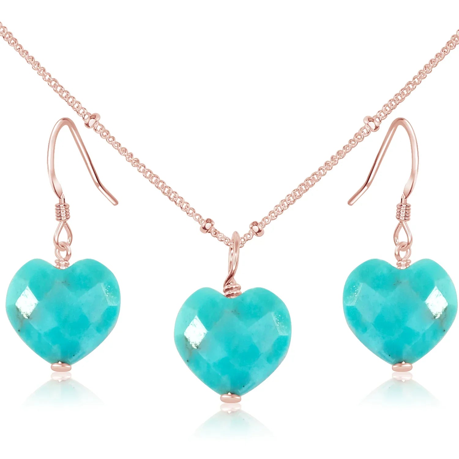 Turquoise Crystal Heart Jewellery Set