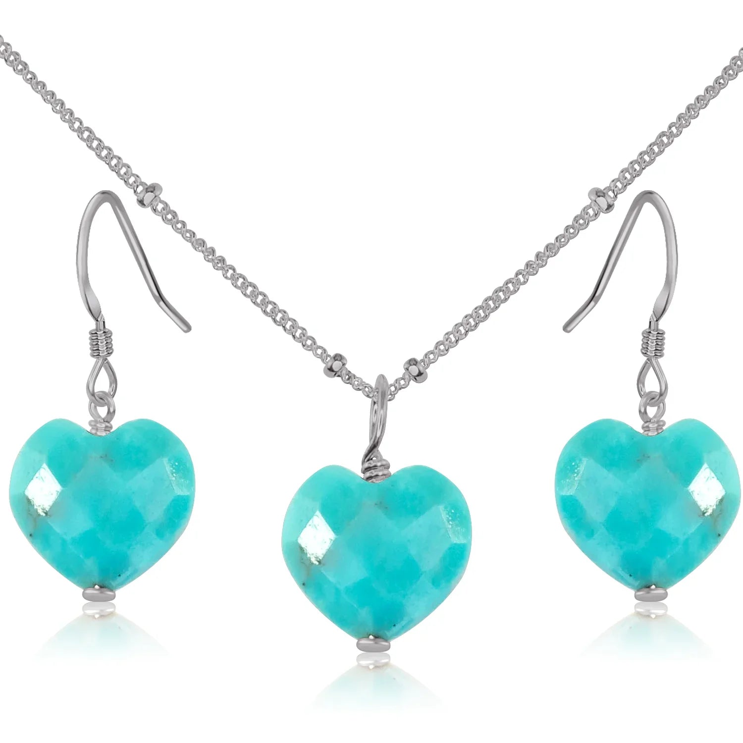 Turquoise Crystal Heart Jewellery Set