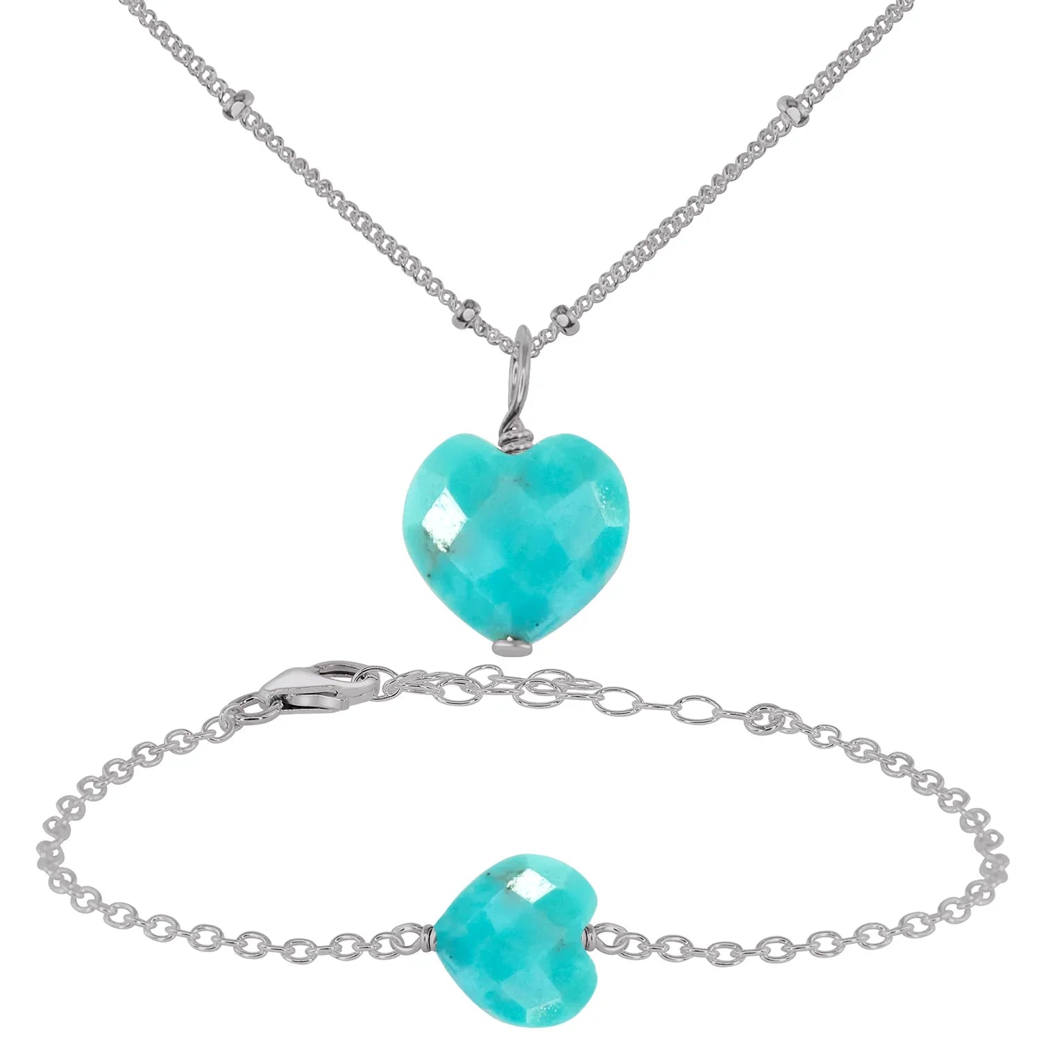 Turquoise Crystal Heart Jewellery Set