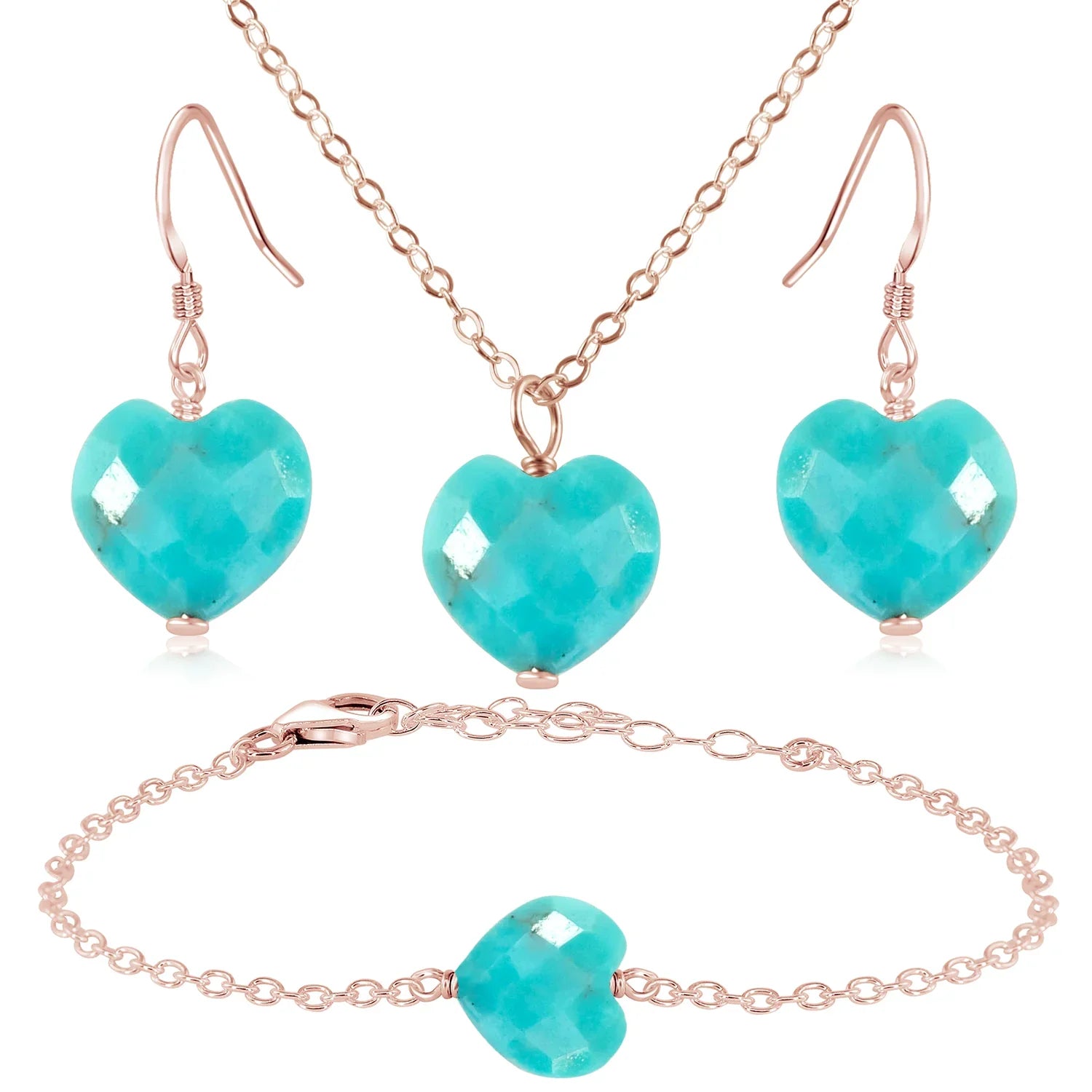 Turquoise Crystal Heart Jewellery Set