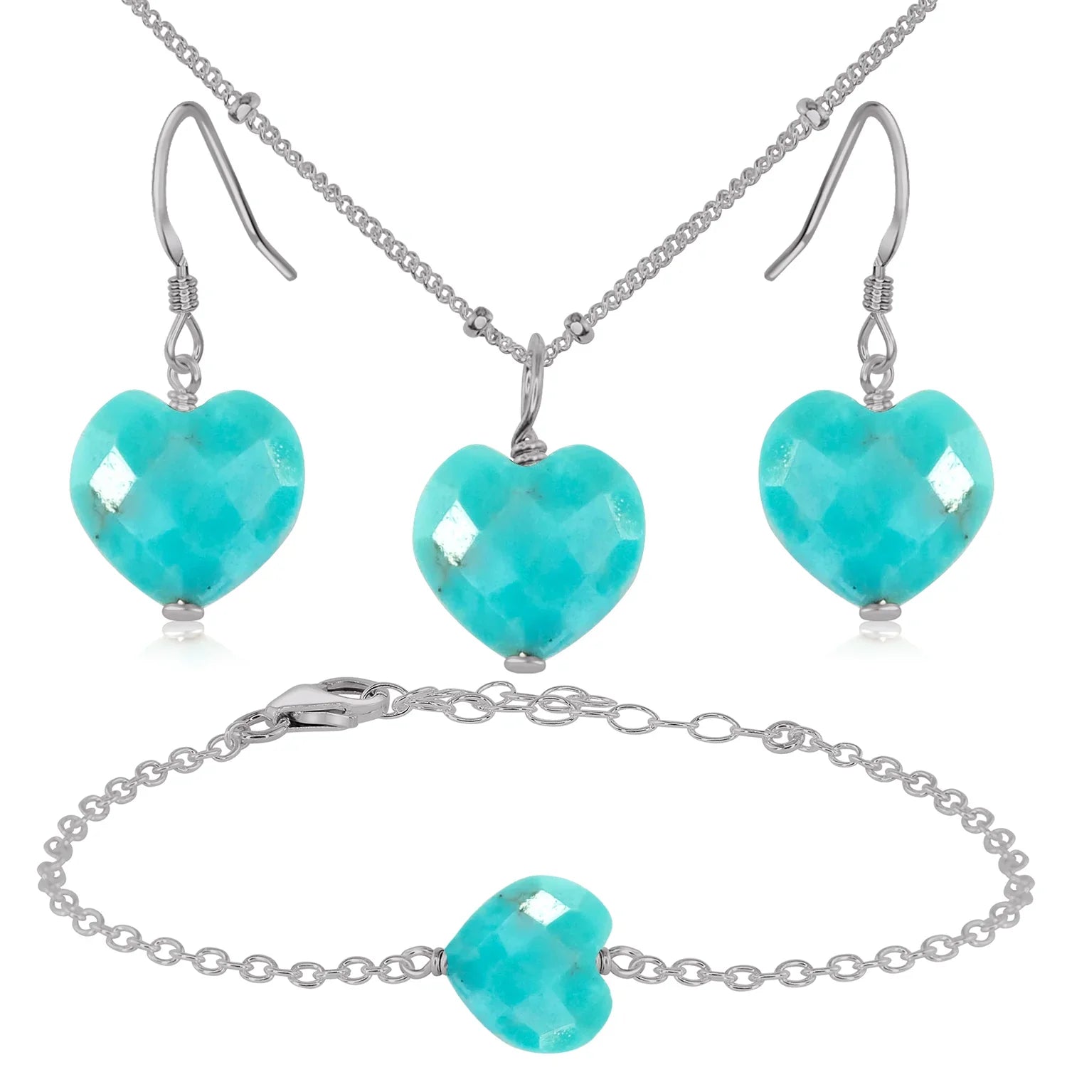 Turquoise Crystal Heart Jewellery Set
