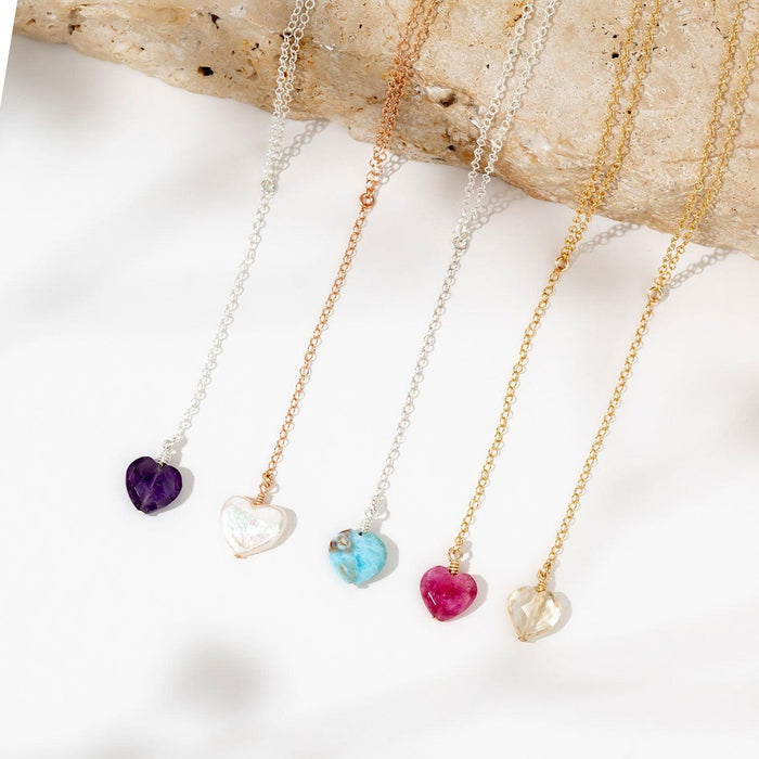 Custom Crystal Heart Lariat Necklace