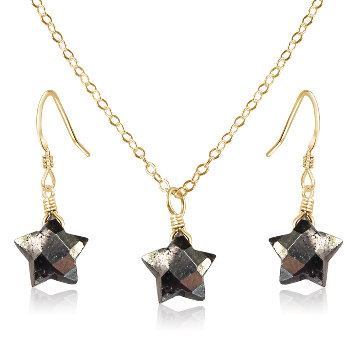 Little Pyrite Crystal Star Jewellery Set