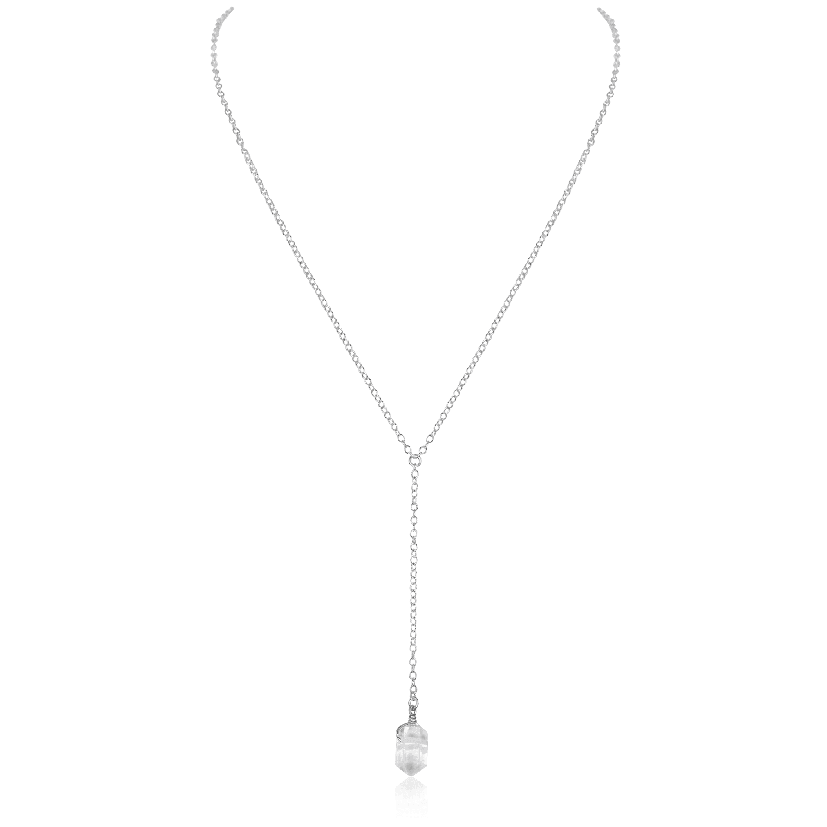 Crystal Quartz Double Terminated Mini Crystal Point Lariat Necklace - Crystal Quartz Double Terminated Mini Crystal Point Lariat Necklace - 14k Gold Fill - Luna Tide Handmade Crystal Jewellery