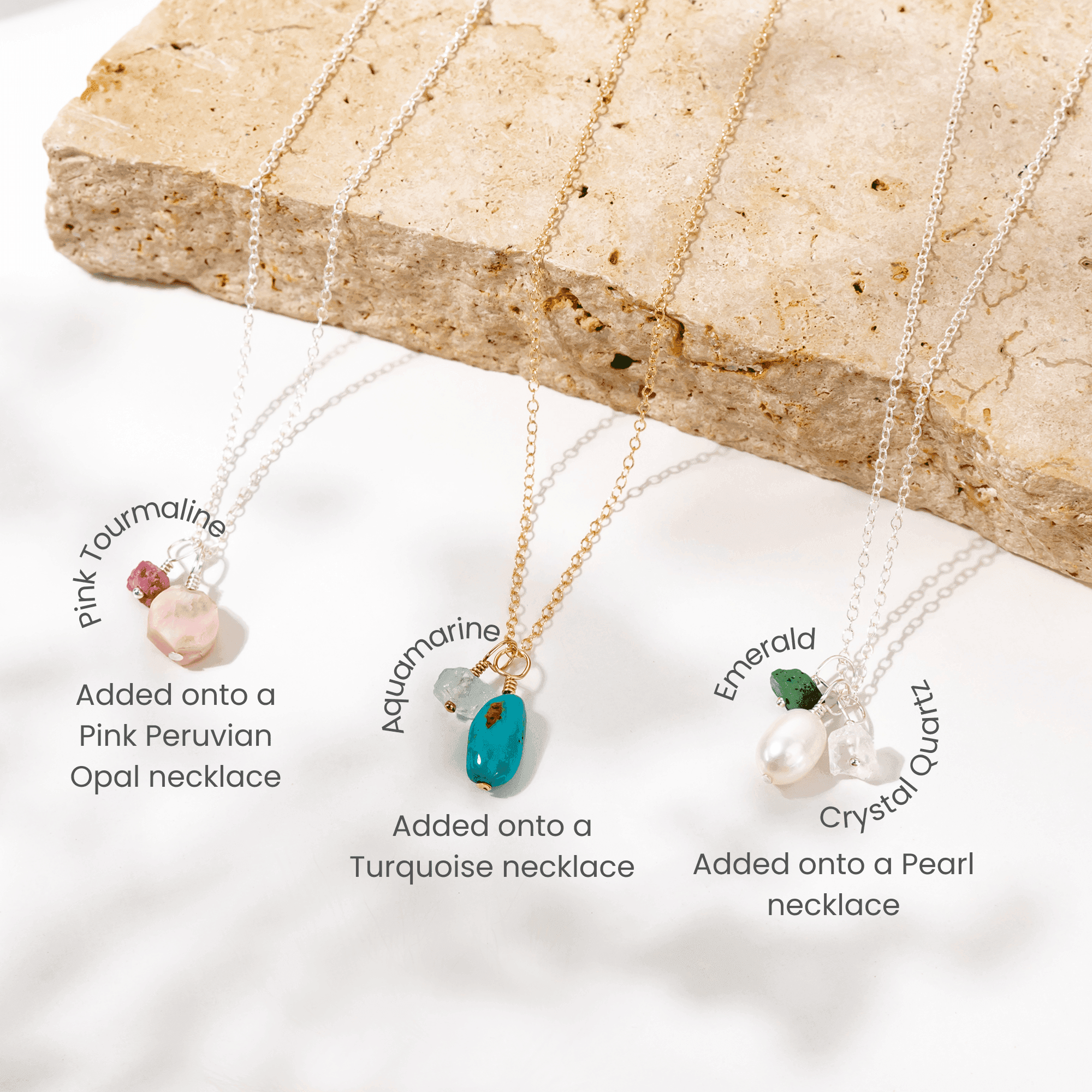 Dainty Raw Crystal Birthstone Charm - Dainty Raw Crystal Birthstone Charm - 14k Gold Fill / Amazonite - Luna Tide Handmade Crystal Jewellery