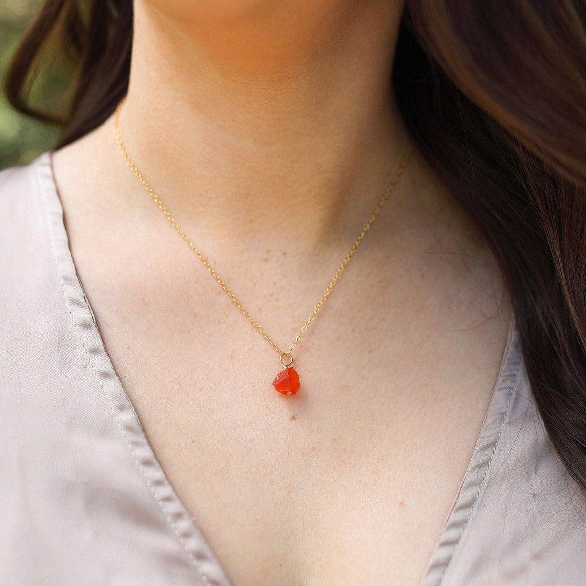 Raw Carnelian Crystal Jewellery Set - Raw Carnelian Crystal Jewellery Set - 14k Gold Fill / Cable / Necklace & Earrings & Bracelet - Luna Tide Handmade Crystal Jewellery
