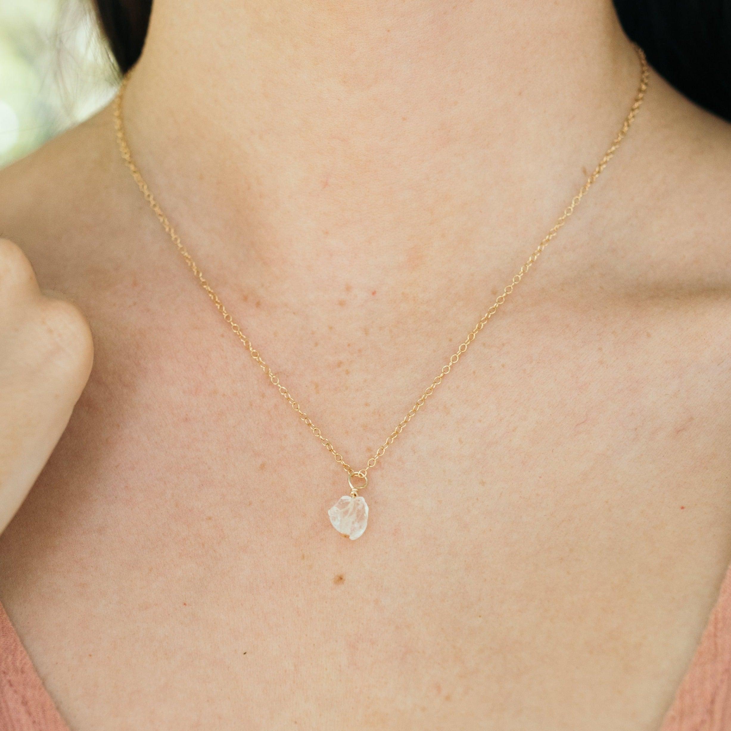 Raw Crystal Quartz Jewellery Set - Raw Crystal Quartz Jewellery Set - 14k Gold Fill / Cable / Necklace & Earrings & Bracelet - Luna Tide Handmade Crystal Jewellery