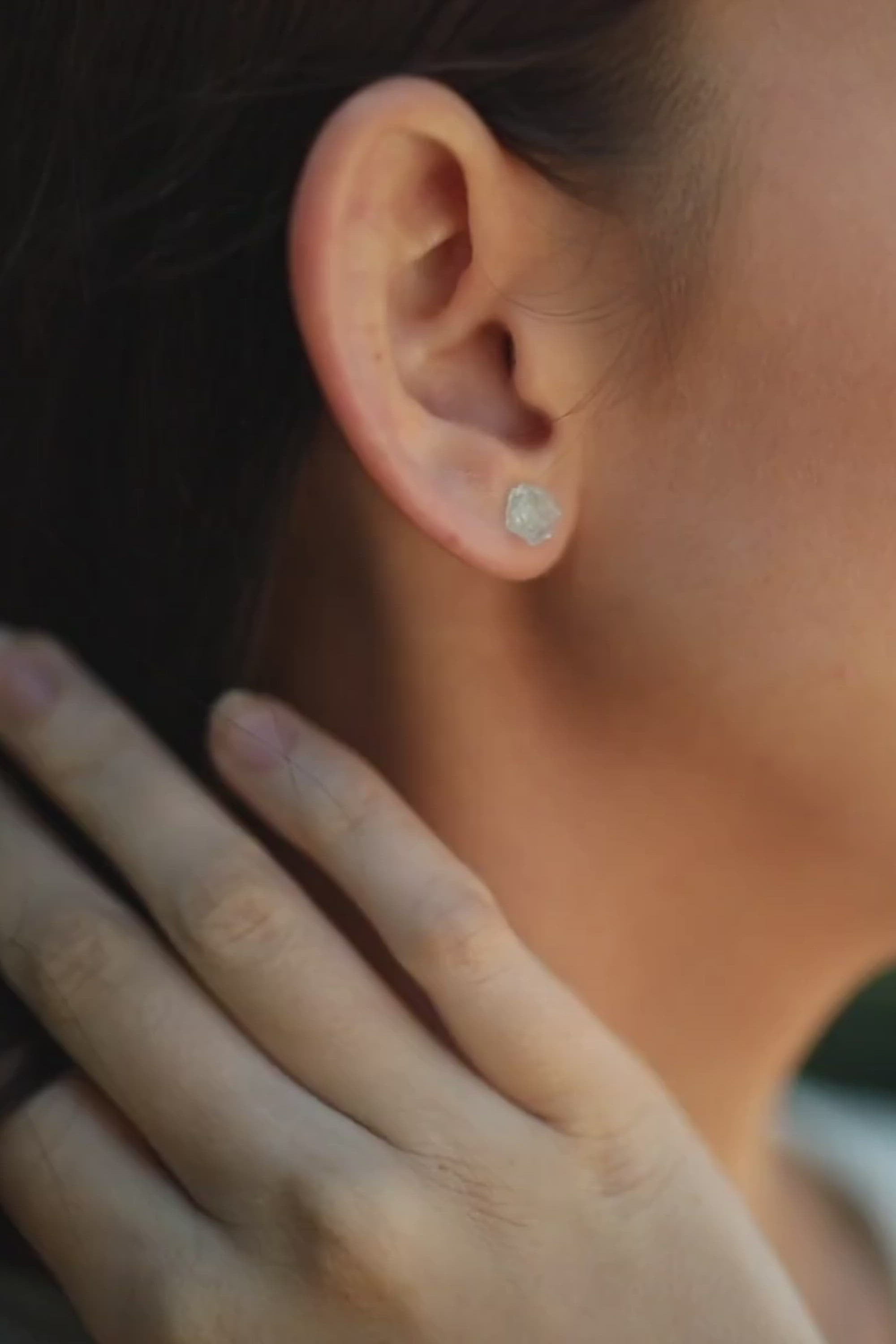 Blue Aquamarine Raw Crystal Stud Earrings