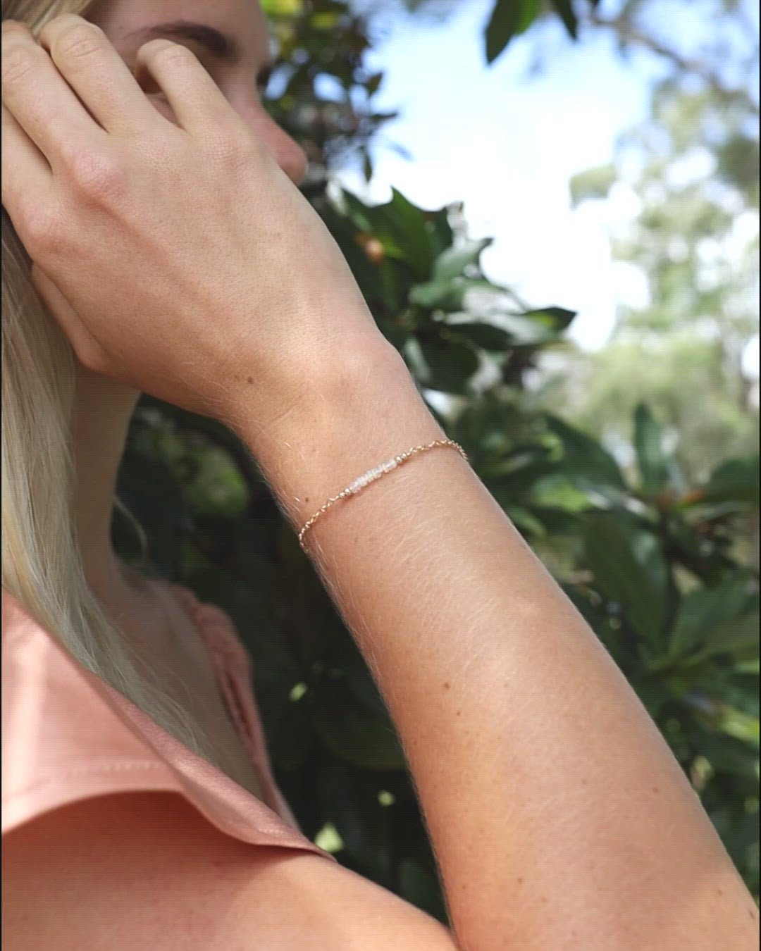 Sparkling Ethiopian Opal Gemstone Faceted Bead Bar Bracelet