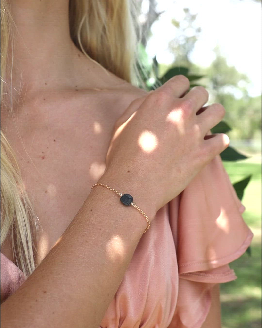 Raw Obsidian Crystal Nugget Bracelet