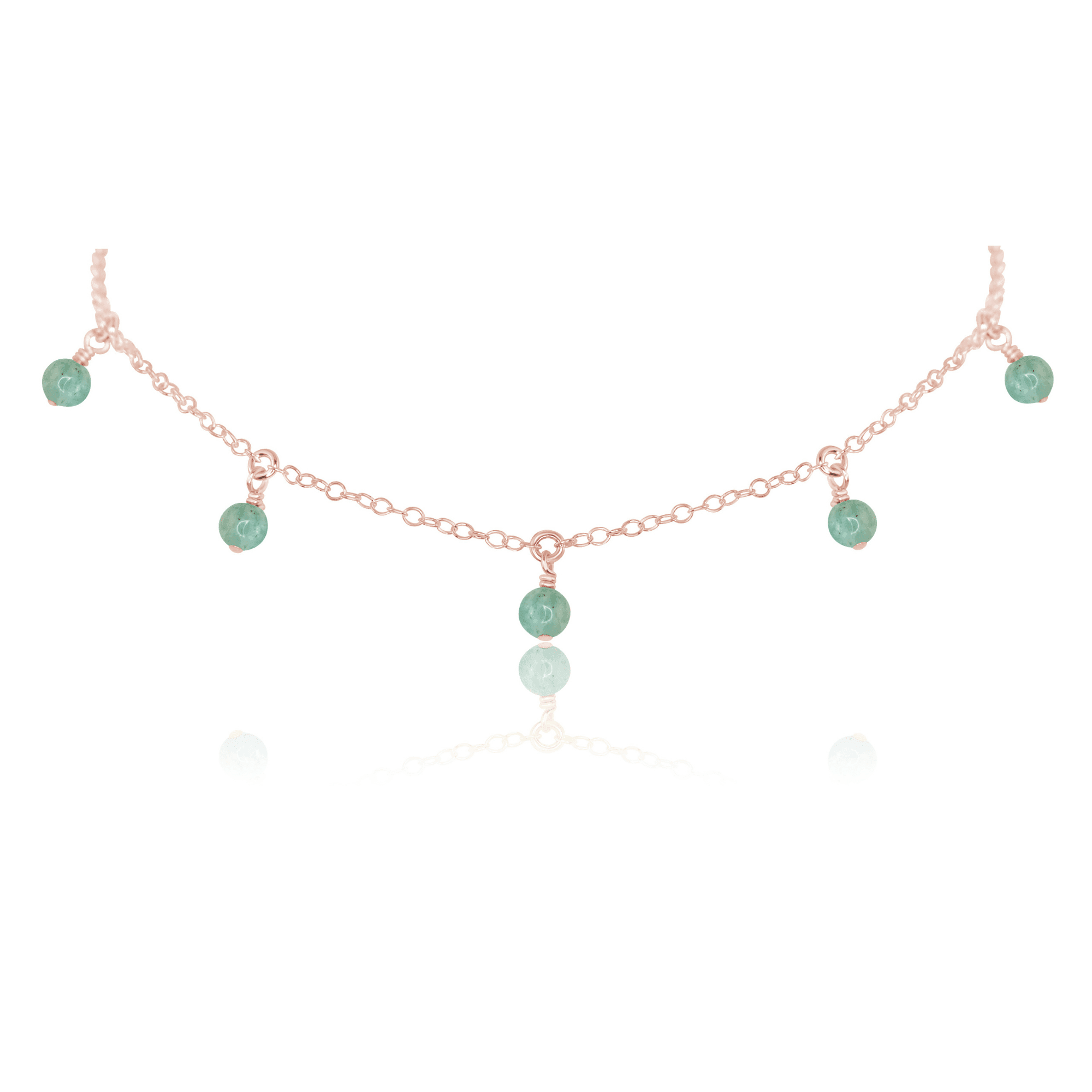 Amazonite Bead Drop Choker - Amazonite Bead Drop Choker - 14k Rose Gold Fill - Luna Tide Handmade Crystal Jewellery