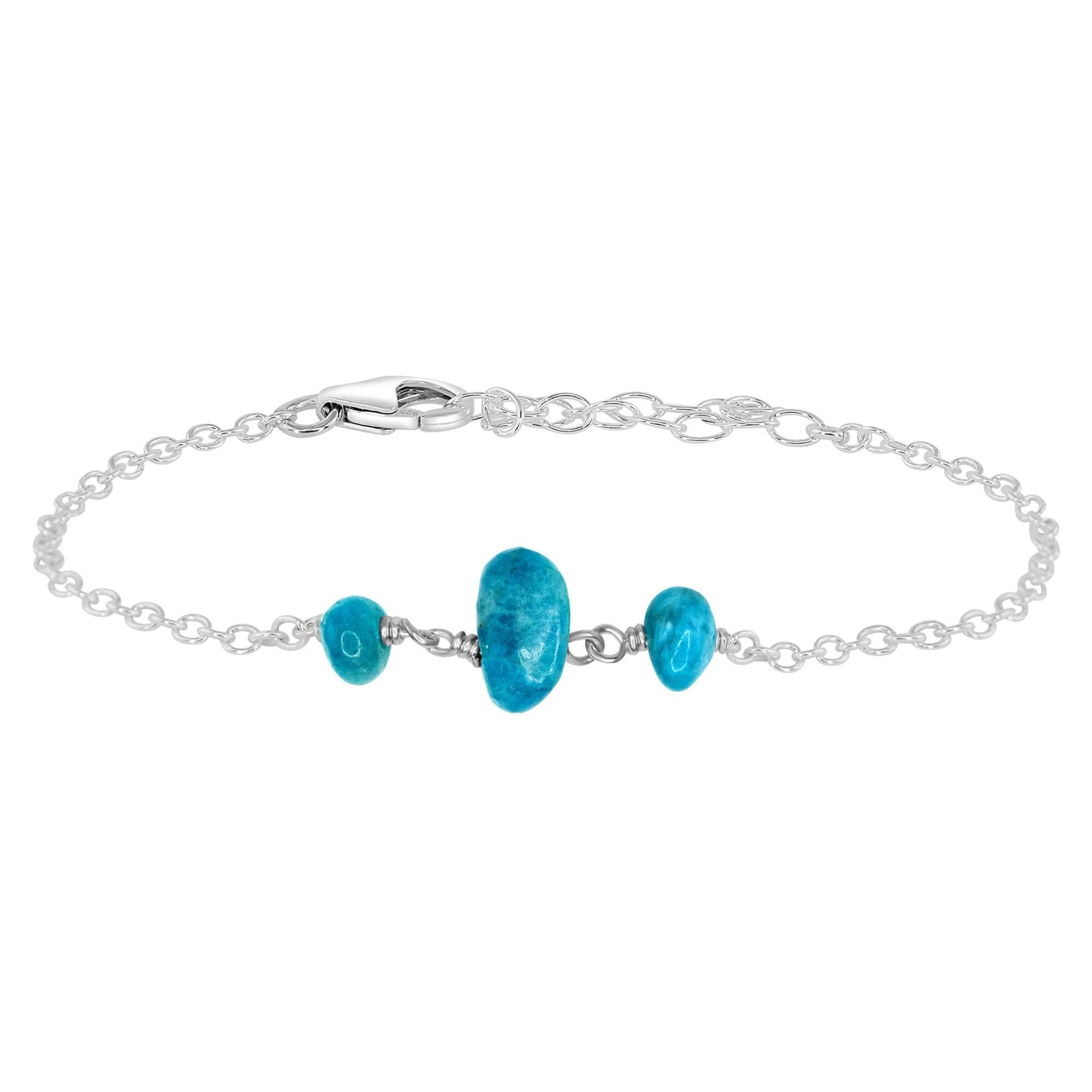 Apatite Beaded Chain Bracelet - Apatite Beaded Chain Bracelet - Sterling Silver - Luna Tide Handmade Crystal Jewellery