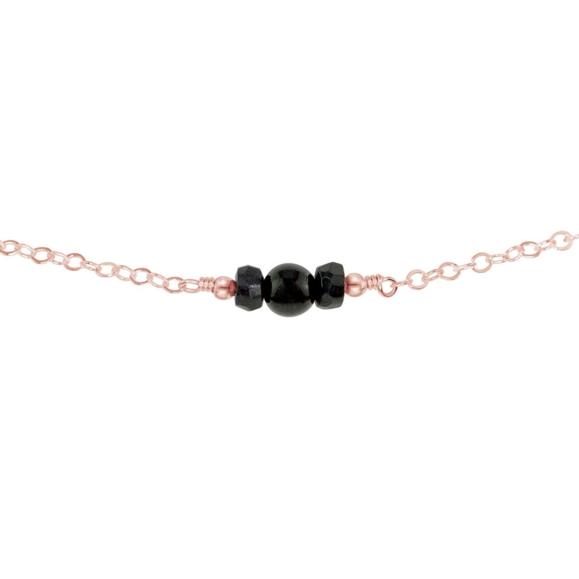 Dainty Black Tourmaline Gemstone Choker Necklace - Dainty Black Tourmaline Gemstone Choker Necklace - 14k Rose Gold Fill - Luna Tide Handmade Crystal Jewellery