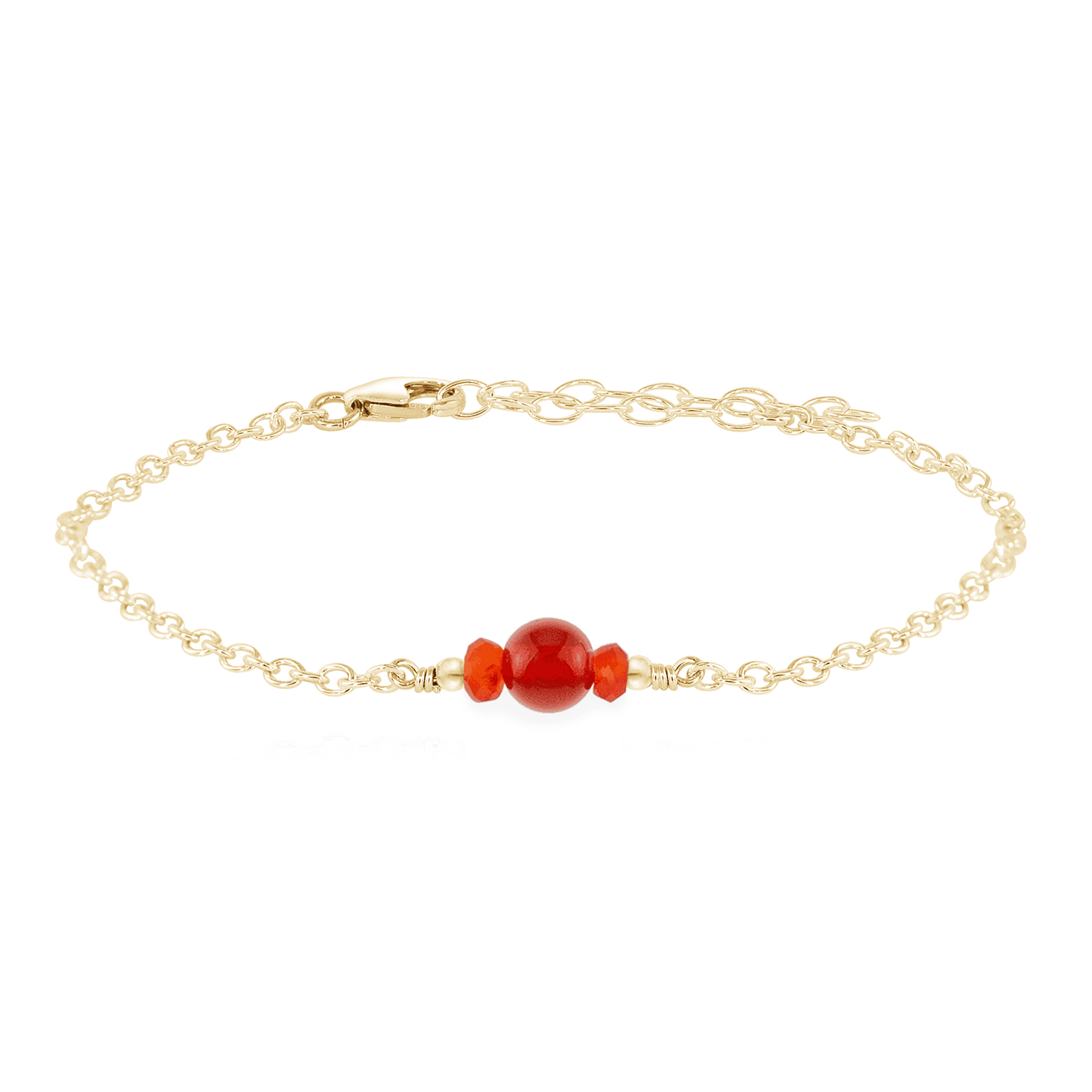 Dainty Carnelian Gemstone Bracelet - Dainty Carnelian Gemstone Bracelet - 14k Gold Fill - Luna Tide Handmade Crystal Jewellery