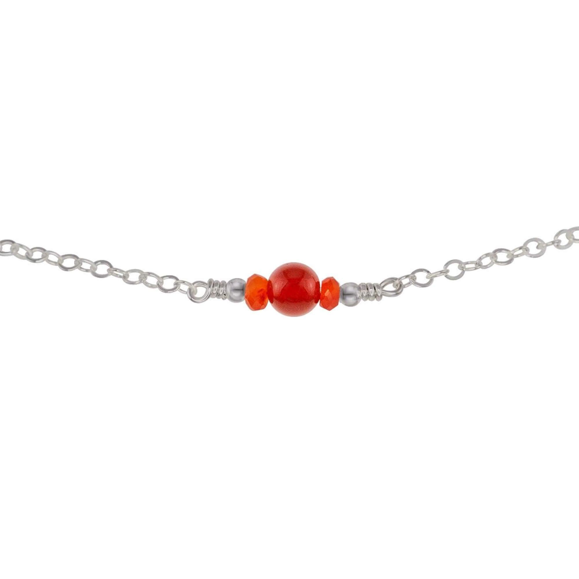 Dainty Carnelian Gemstone Choker Necklace - Dainty Carnelian Gemstone Choker Necklace - Stainless Steel - Luna Tide Handmade Crystal Jewellery