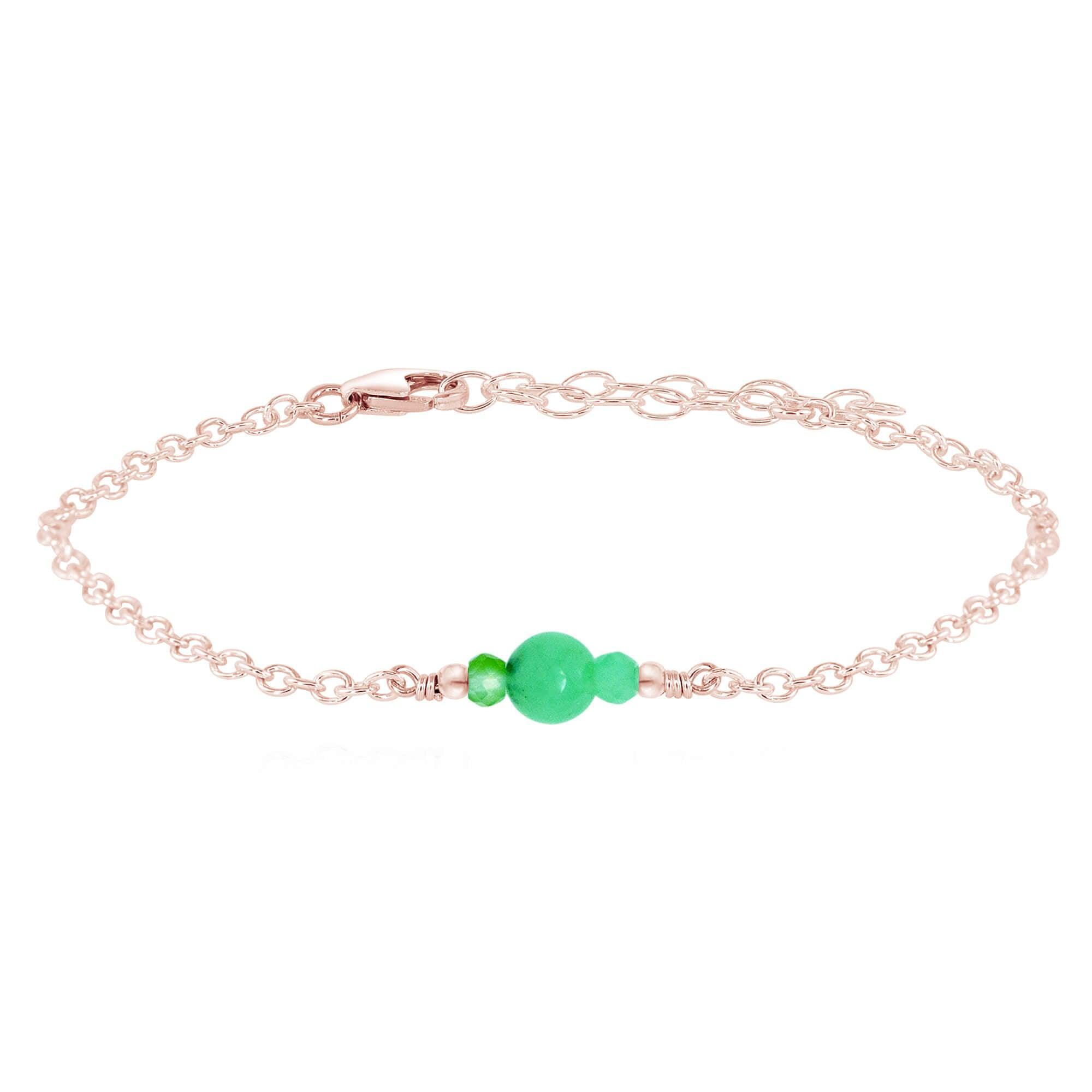 Dainty Chrysoprase Gemstone Bracelet - Dainty Chrysoprase Gemstone Bracelet - 14k Rose Gold Fill - Luna Tide Handmade Crystal Jewellery