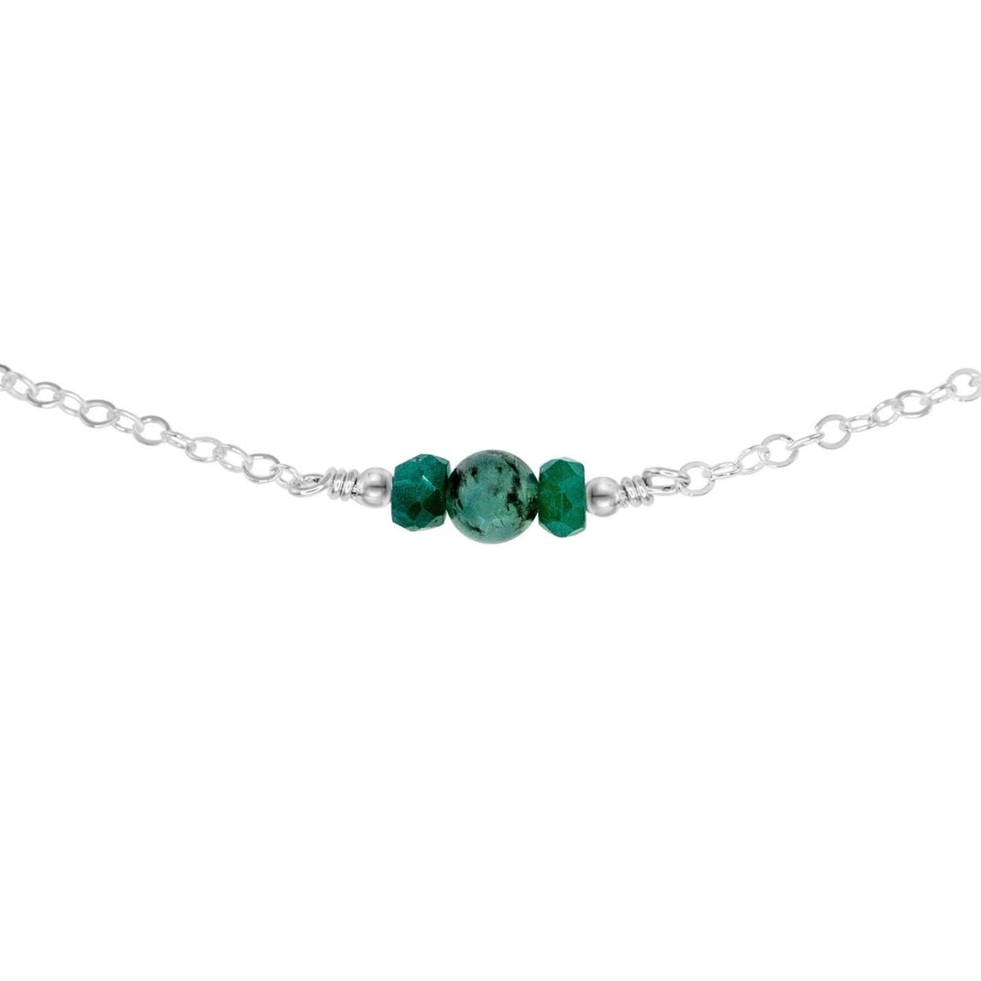 Dainty Emerald Gemstone Choker Necklace - Dainty Emerald Gemstone Choker Necklace - Sterling Silver - Luna Tide Handmade Crystal Jewellery