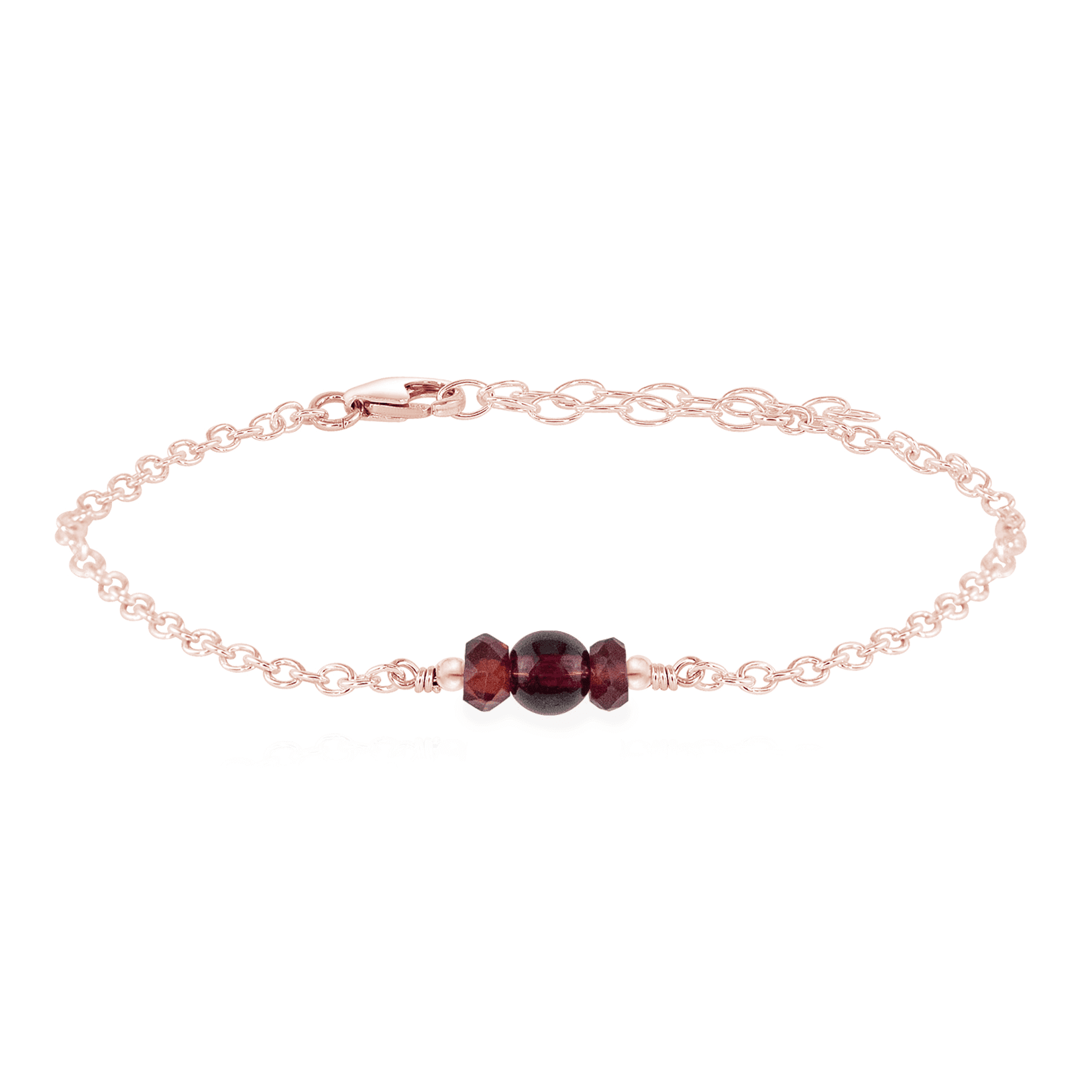 Dainty Garnet Gemstone Bracelet - Dainty Garnet Gemstone Bracelet - 14k Rose Gold Fill - Luna Tide Handmade Crystal Jewellery