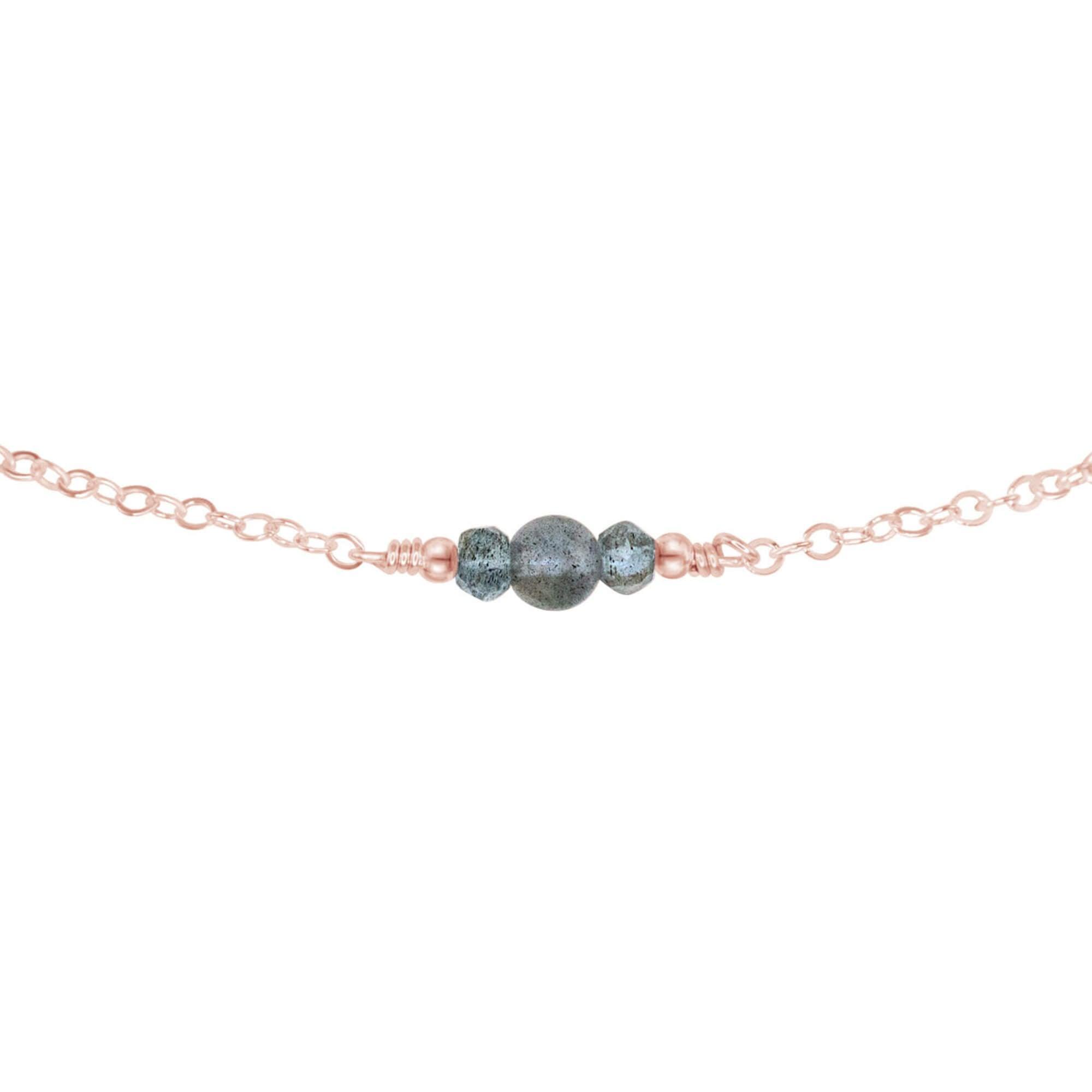 Dainty Labradorite Gemstone Choker Necklace - Dainty Labradorite Gemstone Choker Necklace - 14k Rose Gold Fill - Luna Tide Handmade Crystal Jewellery