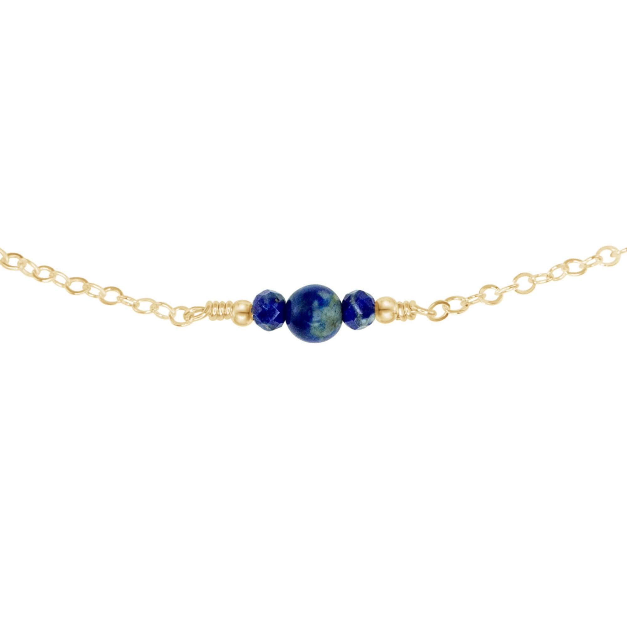 Dainty Lapis Lazuli Gemstone Choker Necklace - Dainty Lapis Lazuli Gemstone Choker Necklace - 14k Gold Fill - Luna Tide Handmade Crystal Jewellery