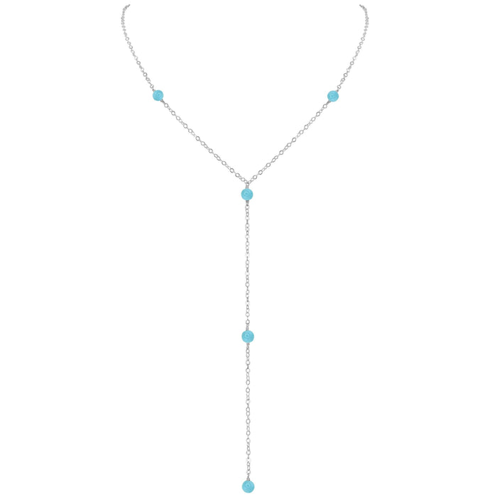 Dainty Larimar Lariat Necklace - Dainty Larimar Lariat Necklace - Sterling Silver - Luna Tide Handmade Crystal Jewellery
