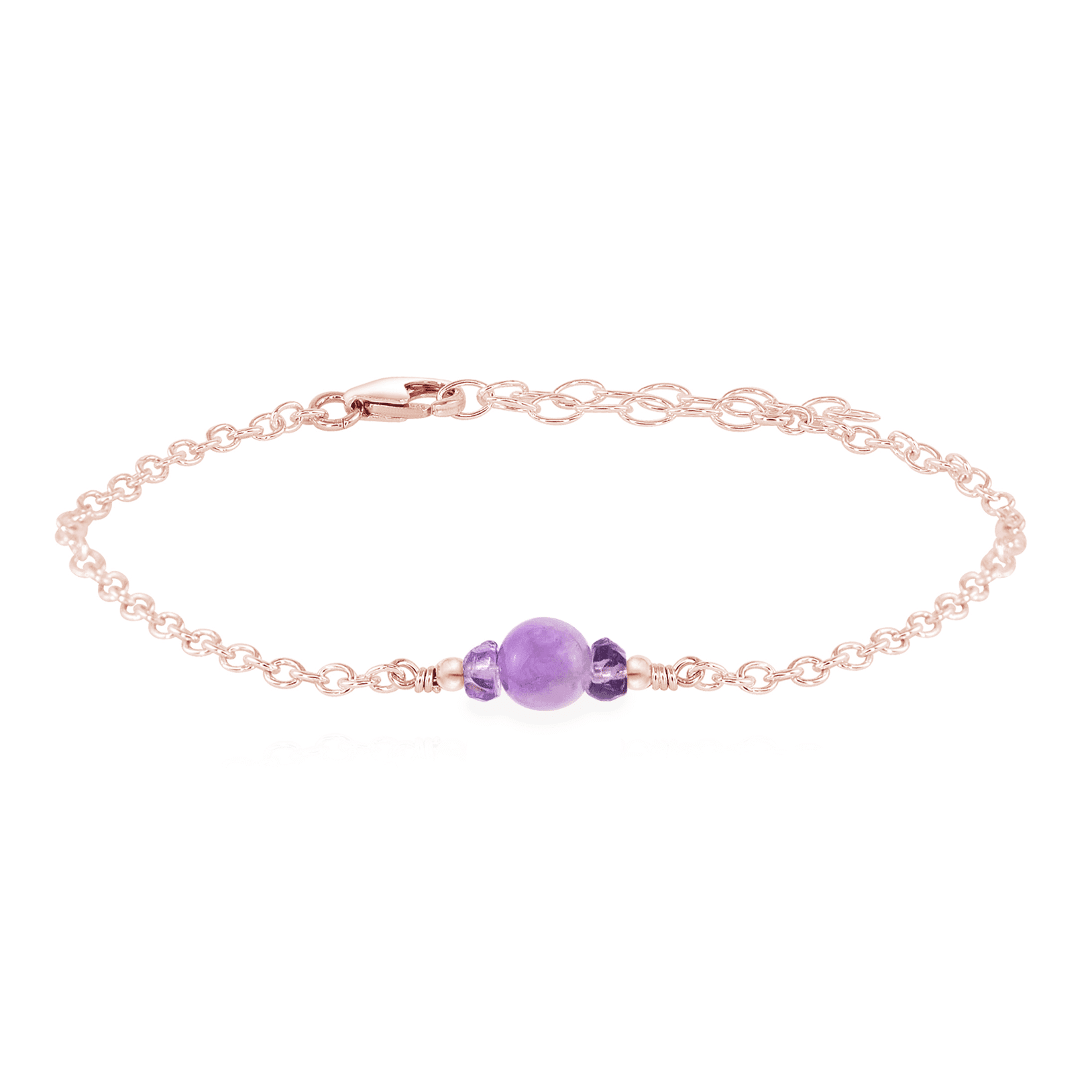 Dainty Lavender Amethyst Gemstone Bracelet - Dainty Lavender Amethyst Gemstone Bracelet - 14k Rose Gold Fill - Luna Tide Handmade Crystal Jewellery