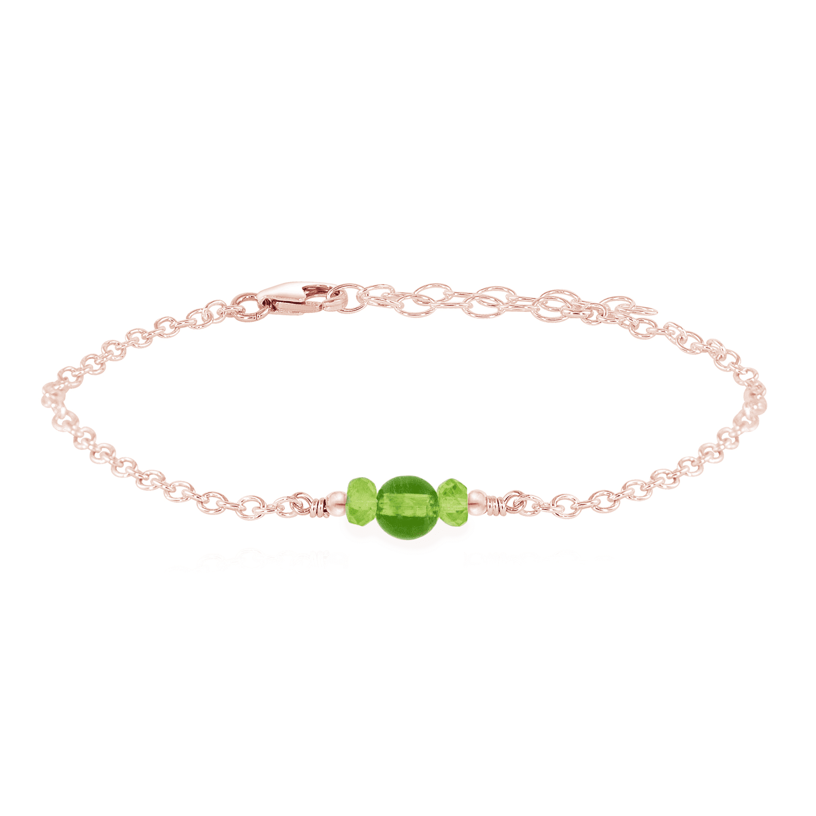 Dainty Peridot Gemstone Bracelet - Dainty Peridot Gemstone Bracelet - 14k Rose Gold Fill - Luna Tide Handmade Crystal Jewellery