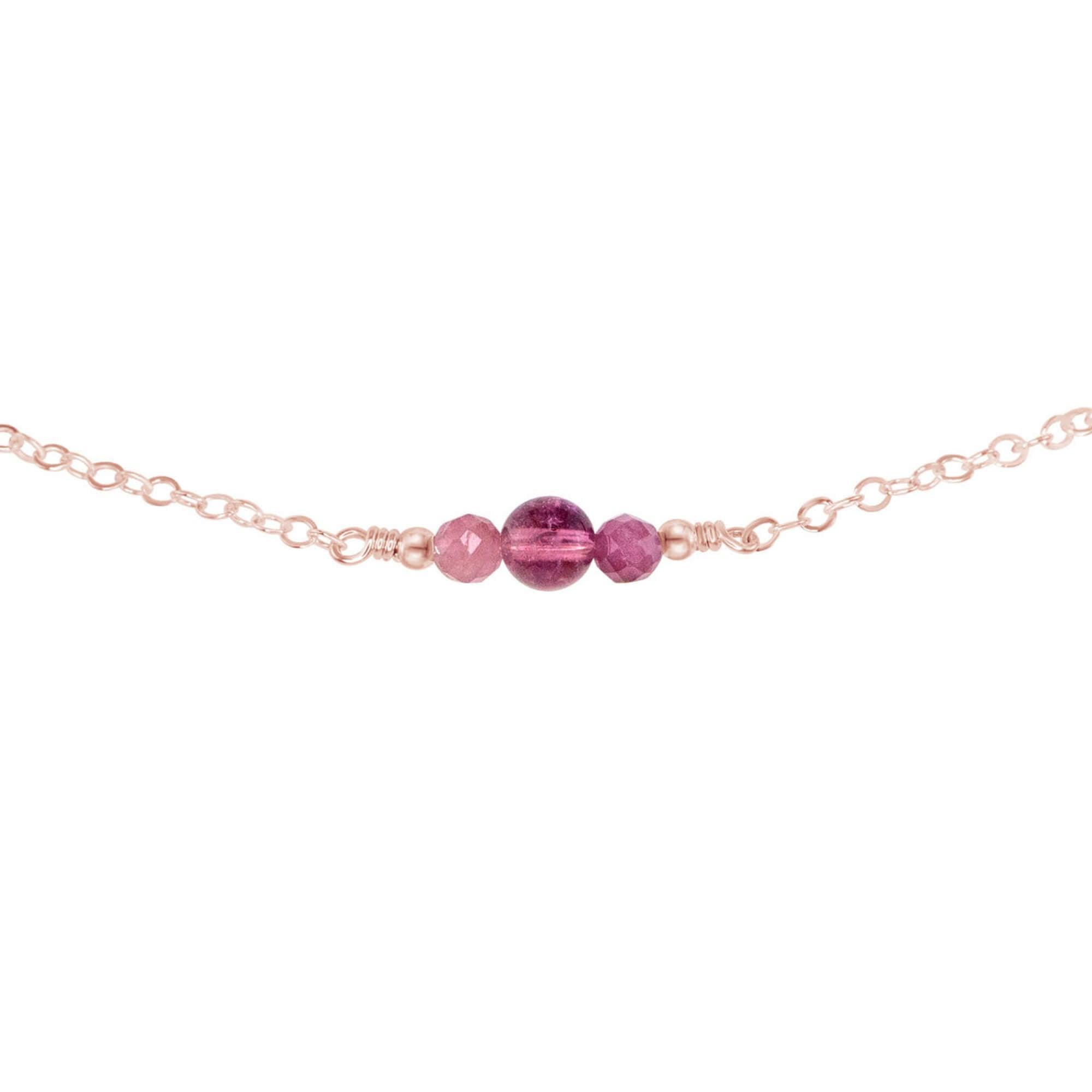 Dainty Pink Tourmaline Gemstone Choker Necklace - Dainty Pink Tourmaline Gemstone Choker Necklace - 14k Rose Gold Fill - Luna Tide Handmade Crystal Jewellery