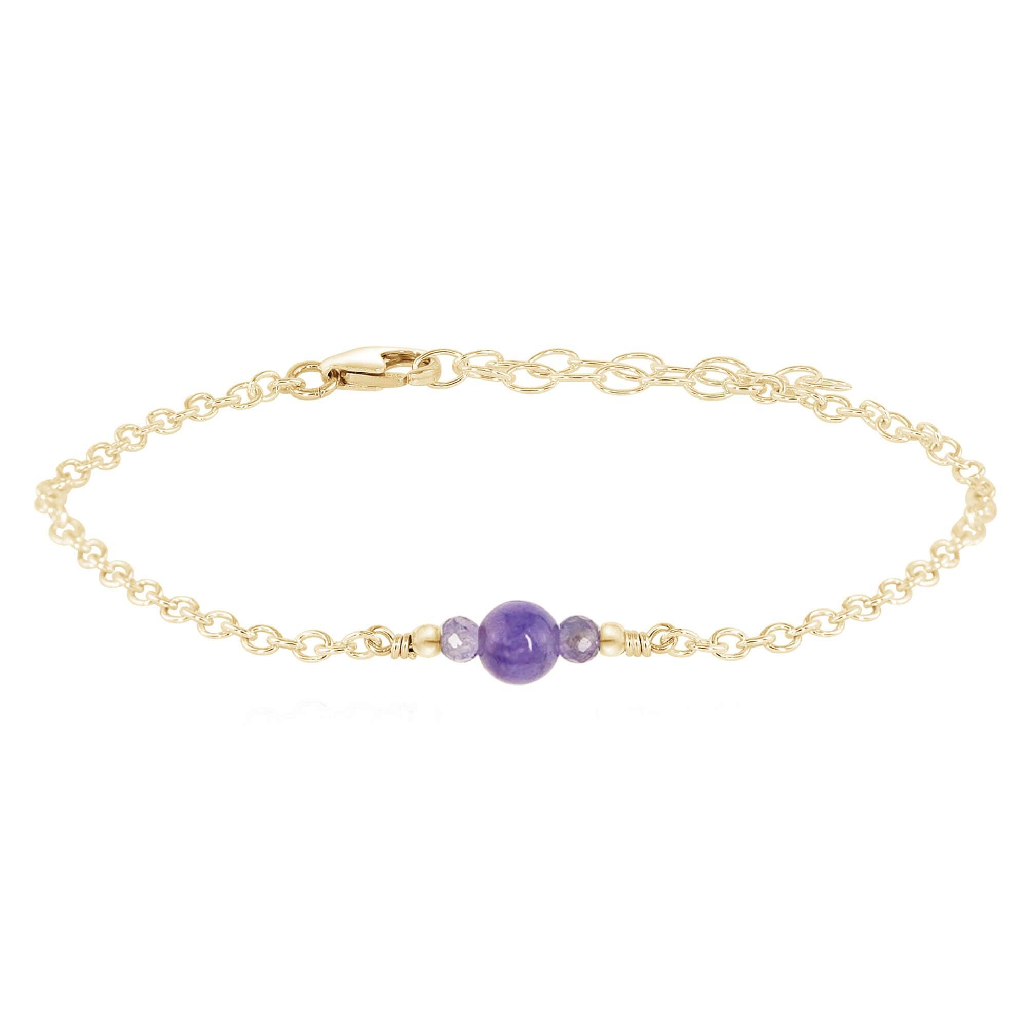 Dainty Tanzanite Gemstone Bracelet - Dainty Tanzanite Gemstone Bracelet - 14k Gold Fill - Luna Tide Handmade Crystal Jewellery