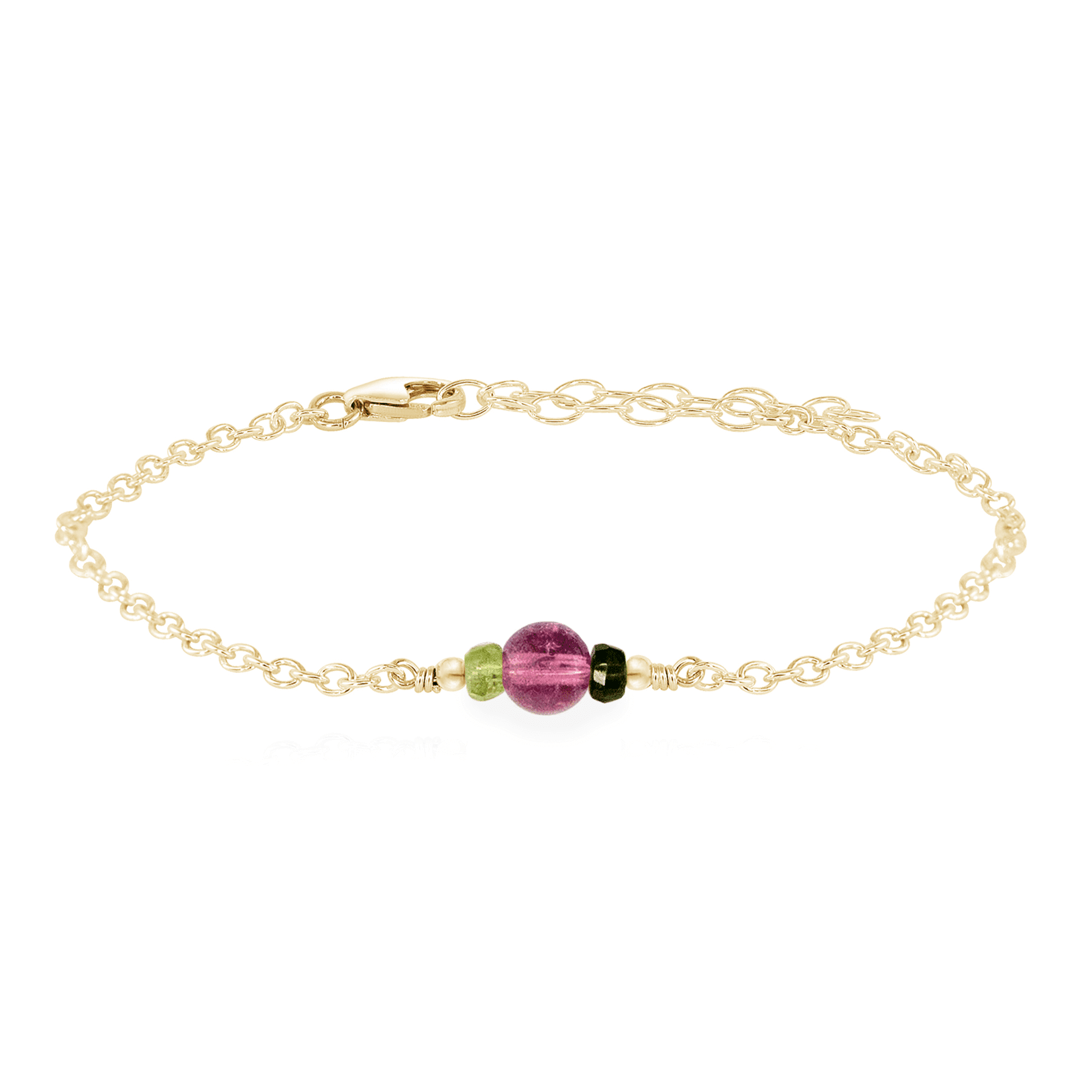 Dainty Tourmaline Gemstone Bracelet - Dainty Tourmaline Gemstone Bracelet - 14k Gold Fill - Luna Tide Handmade Crystal Jewellery