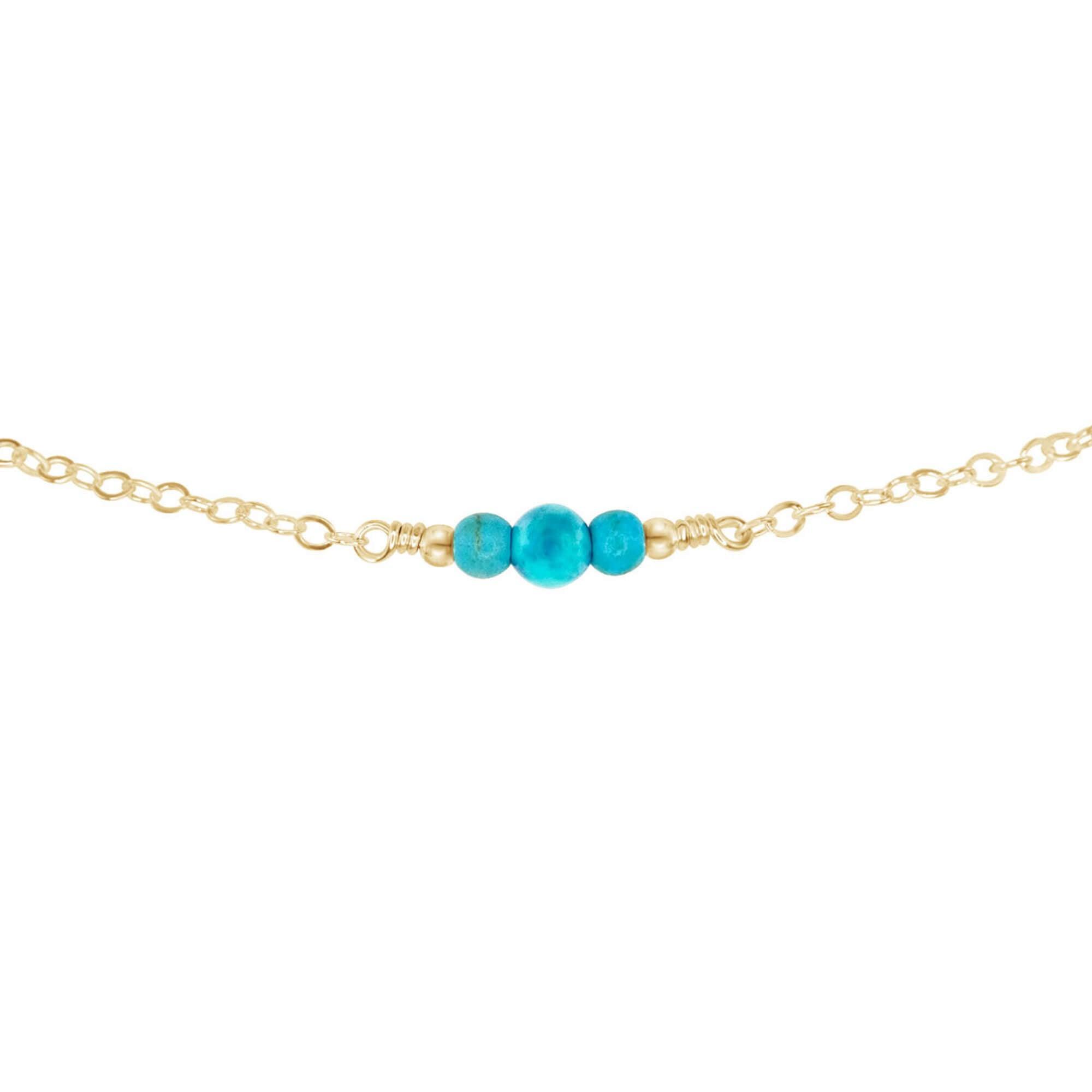 Dainty Turquoise Gemstone Choker Necklace - Dainty Turquoise Gemstone Choker Necklace - 14k Gold Fill - Luna Tide Handmade Crystal Jewellery