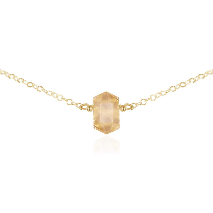 Double Terminated Citrine Mini Crystal Point Choker Necklace - Double Terminated Citrine Mini Crystal Point Choker Necklace - 14k Gold Fill - Luna Tide Handmade Crystal Jewellery