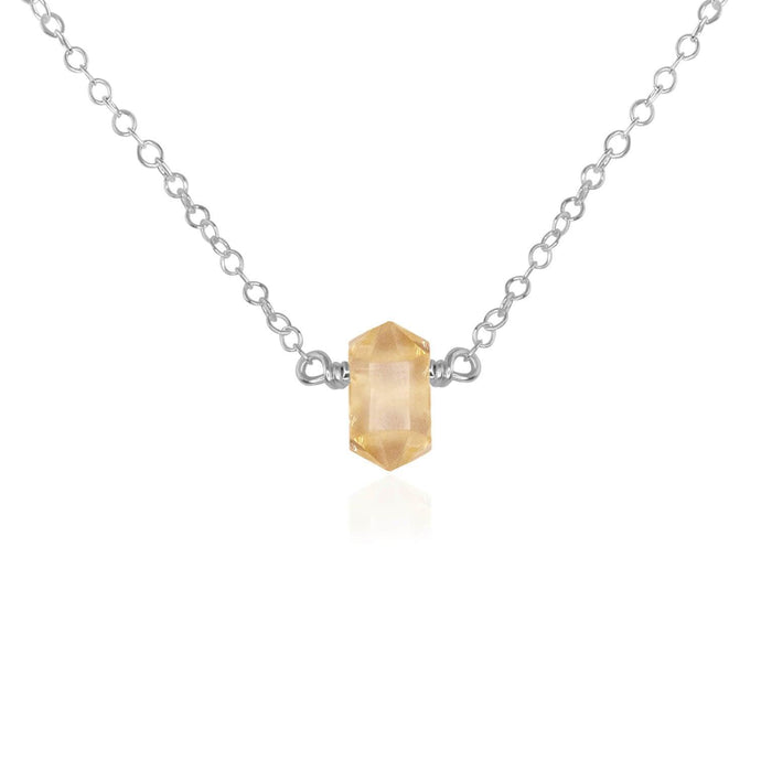 Double Terminated Citrine Mini Crystal Point Necklace - Double Terminated Citrine Mini Crystal Point Necklace - Sterling Silver - Luna Tide Handmade Crystal Jewellery