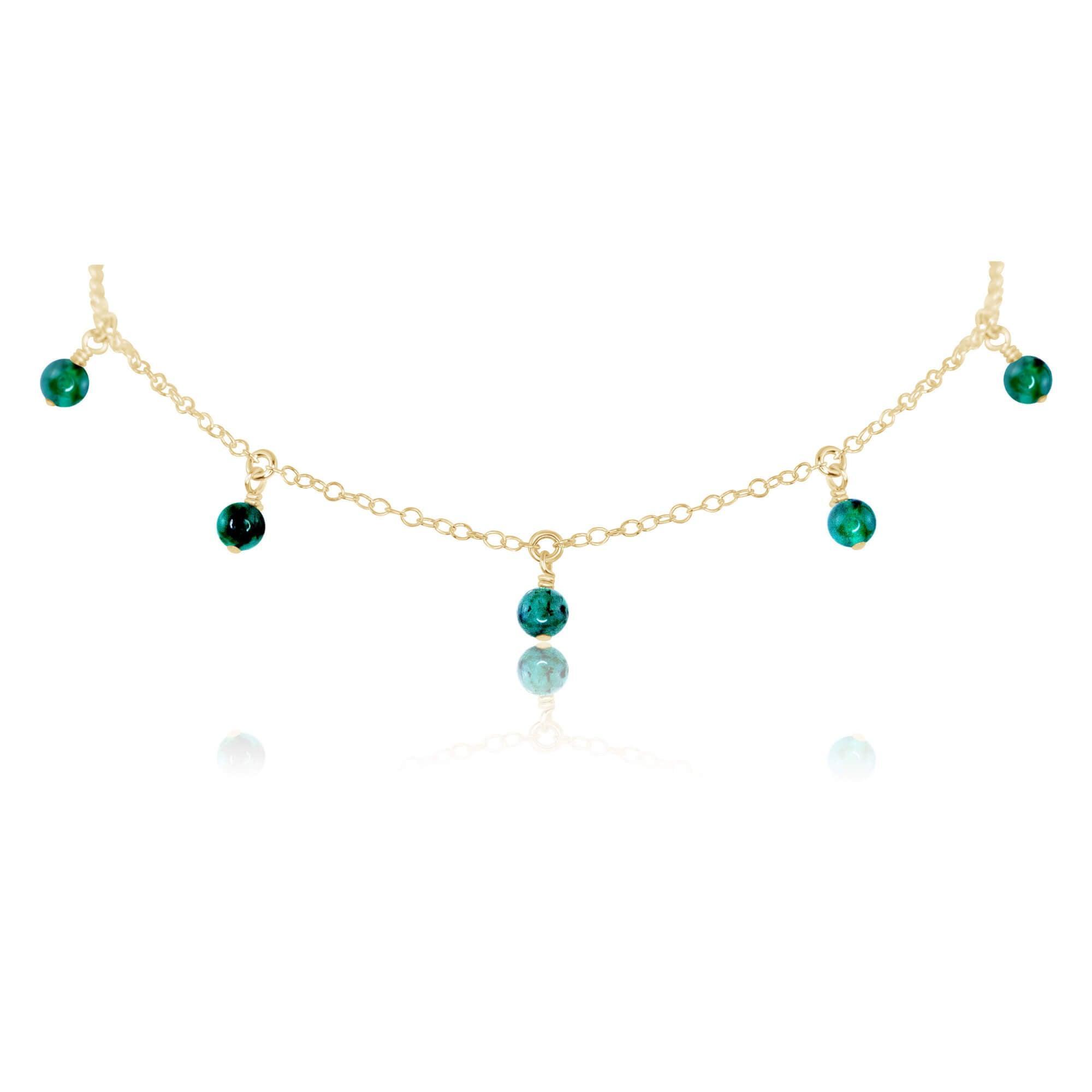 Emerald Bead Drop Choker - Emerald Bead Drop Choker - 14k Gold Fill - Luna Tide Handmade Crystal Jewellery