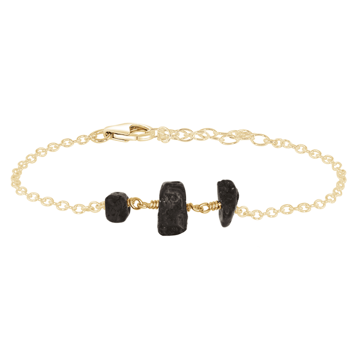 Essential Oil Lava Stone Beaded Chain Bracelet - Essential Oil Lava Stone Beaded Chain Bracelet - 14k Gold Fill - Luna Tide Handmade Crystal Jewellery