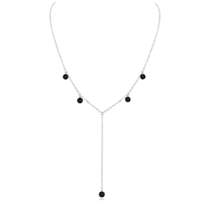 Essential Oil Lava Stone Boho Lariat Necklace - Essential Oil Lava Stone Boho Lariat Necklace - Sterling Silver - Luna Tide Handmade Crystal Jewellery
