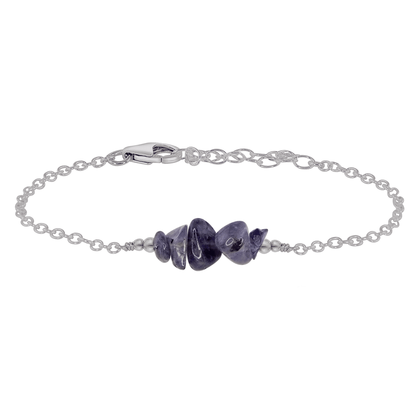 Iolite Chip Bead Bar Bracelet - Iolite Chip Bead Bar Bracelet - Stainless Steel - Luna Tide Handmade Crystal Jewellery