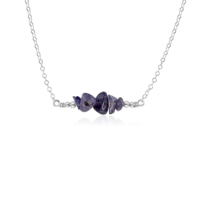 Iolite Chip Bead Bar Necklace - Iolite Chip Bead Bar Necklace - Sterling Silver - Luna Tide Handmade Crystal Jewellery