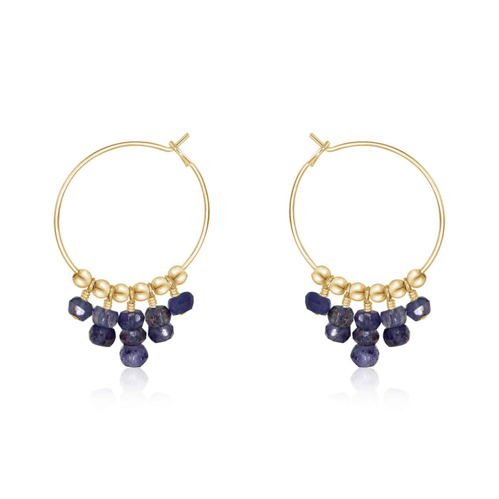Iolite Statement Hoop Earrings - Iolite Statement Hoop Earrings - 14k Gold Fill - Luna Tide Handmade Crystal Jewellery