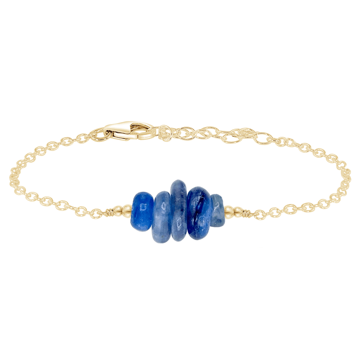 Kyanite Chip Bead Bar Bracelet - Kyanite Chip Bead Bar Bracelet - 14k Gold Fill - Luna Tide Handmade Crystal Jewellery