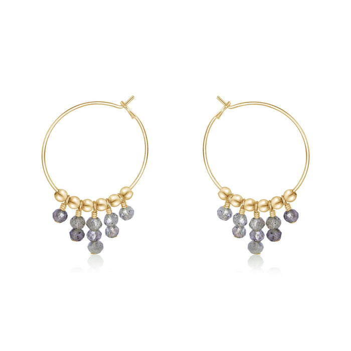 Labradorite Statement Hoop Earrings - Labradorite Statement Hoop Earrings - 14k Gold Fill - Luna Tide Handmade Crystal Jewellery